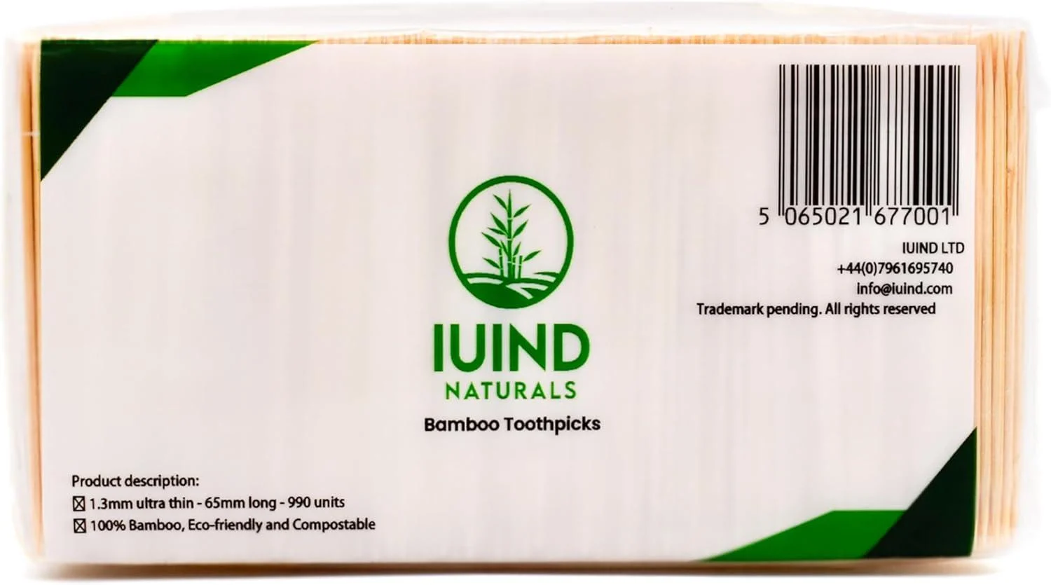 Iuind Naturals Bamboo Wooden Toothpicks & Cocktail Sticks - 990 Thin