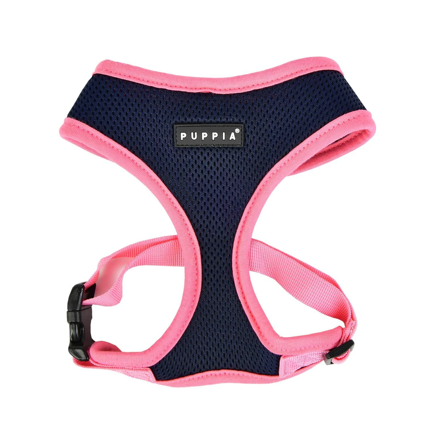Puppia Soft Harness II - Soft dog harness for small and medium sized dogs - very comfortable and adjustable Navy Blue L