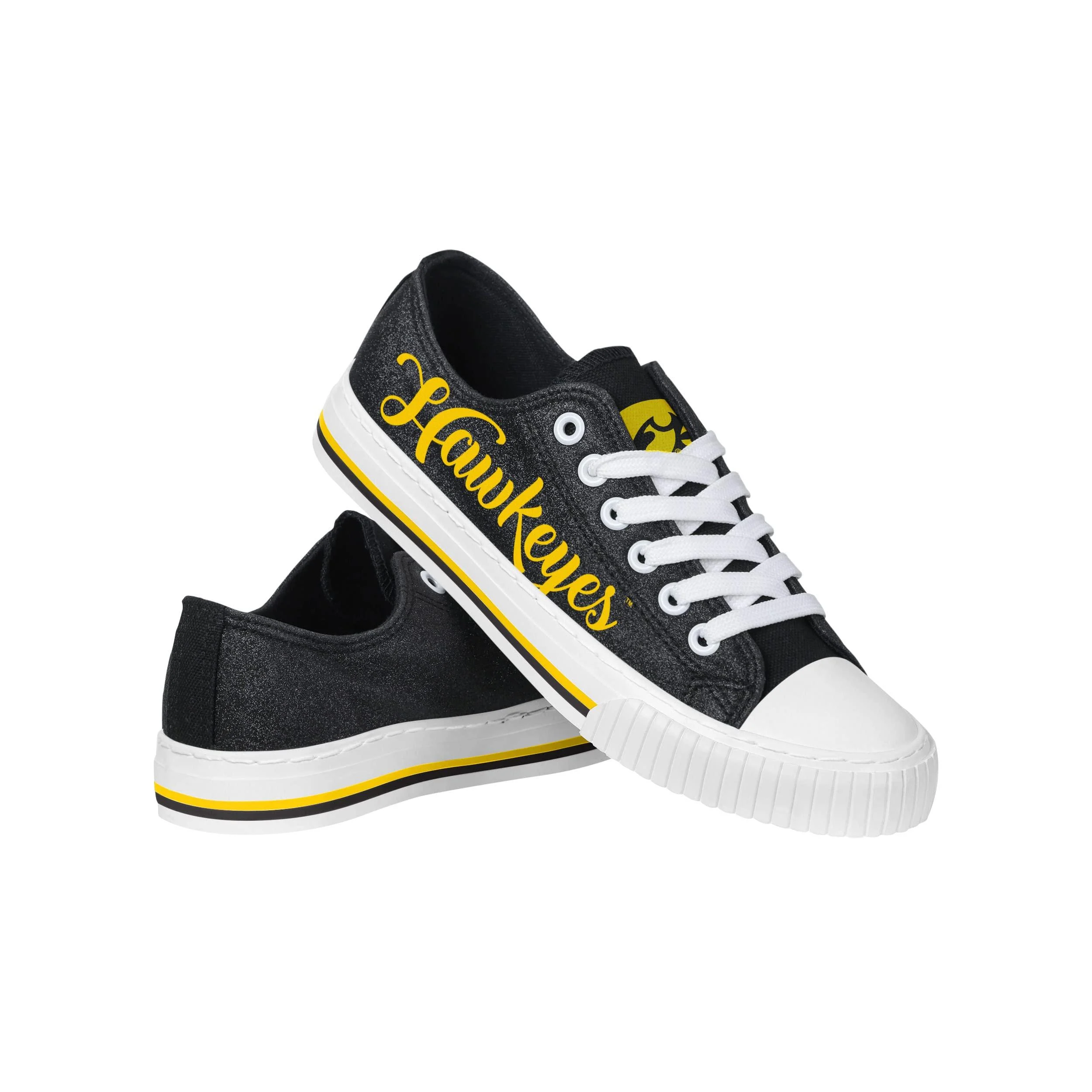 Iowa Hawkeyes NCAA Womens Color Glitter Low Top Canvas Shoes - 8