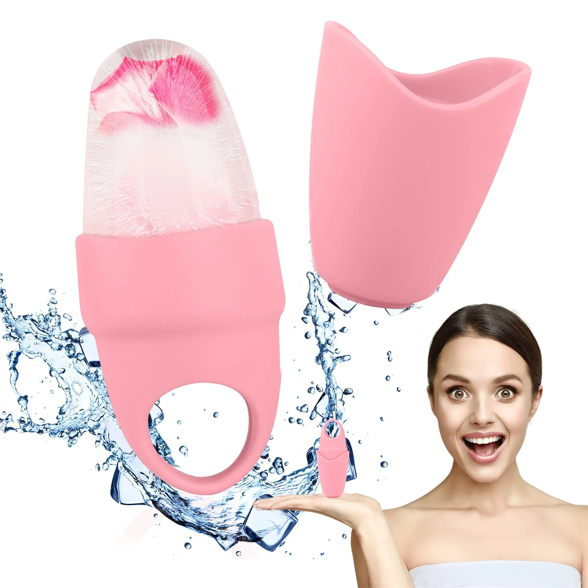 Pink Ice Holder for Face Skin Care Brightens Lift and Promotes Mask Absorption Ice Mold for Facial Lift for Face & Eye Puffiness Relief Ice Pack Beauty Tools Accessories - ANCIENTPWR