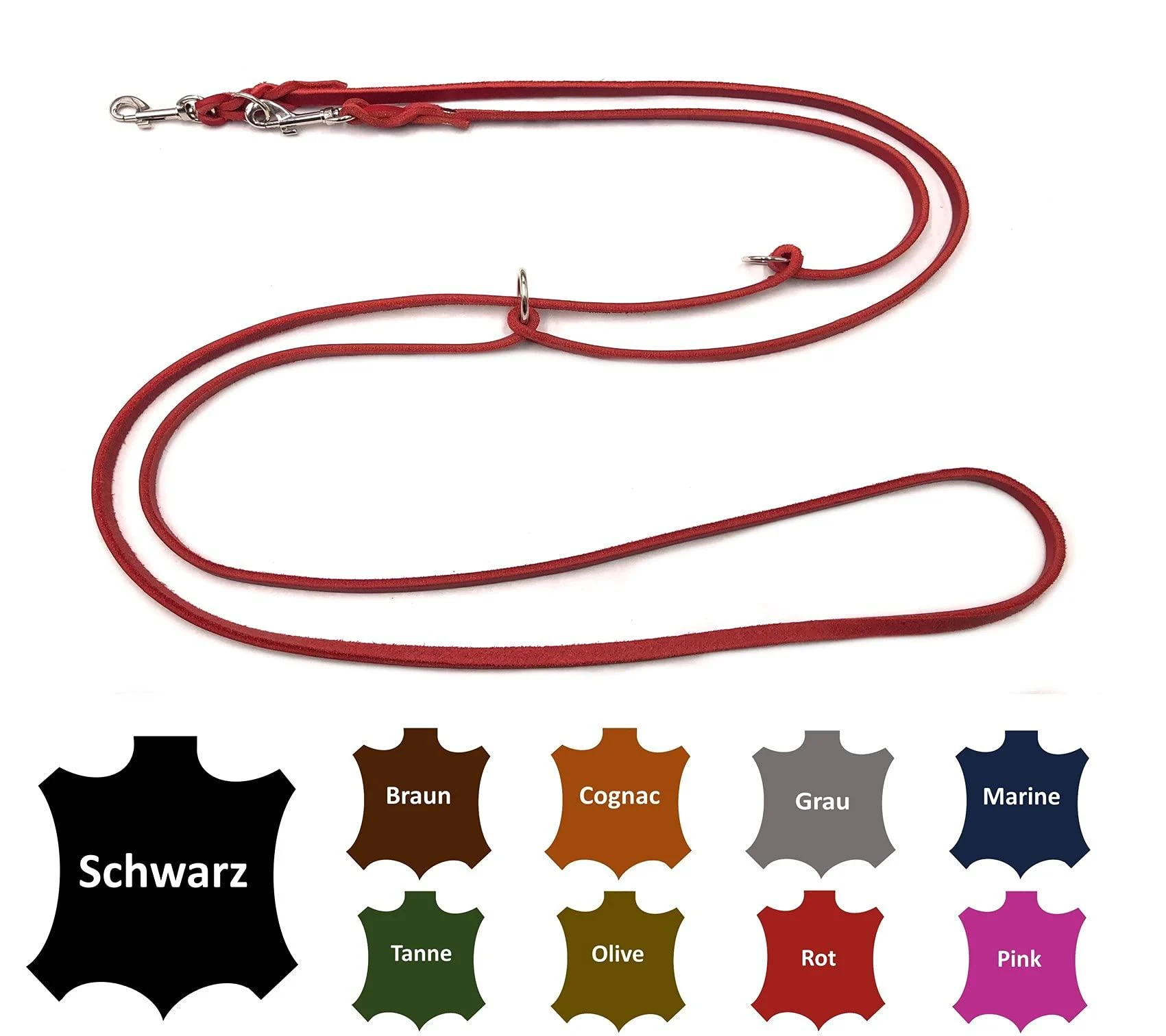Dog liner Small dogs / large dogs 2m / 2.40m / 2.80m / 3.50m / 5m Double linen adjustable (2.80m x 8mm red) 2.80m x 8mm red - elropet
