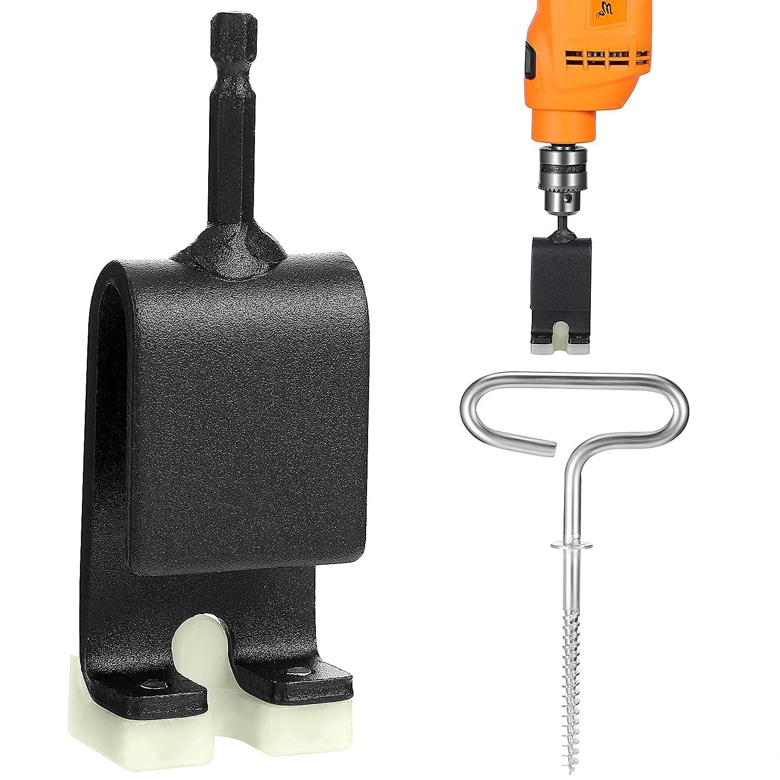 Universal Ice Anchor Tool Power Drive Drill in Your Heavy Duty Spiral Screw Ground Anchors in Seconds Ice Fishing Anchors Tool for Ice Insert Sewing Works with 10 mm Diameter Drills Simple Style - Hotop