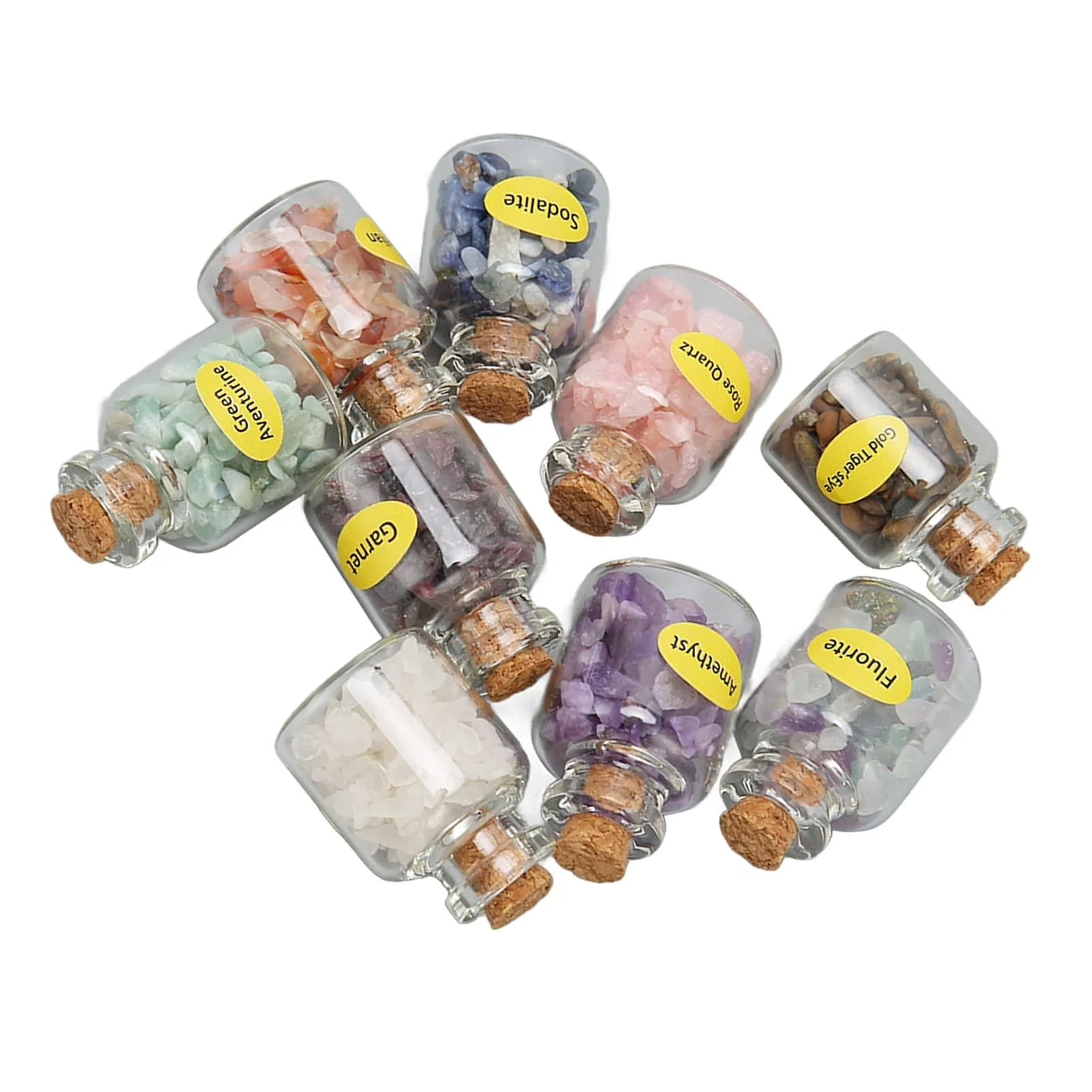 Weikeya Mini Stone Bottles Portable Chip Crystal Set 9pcs for Decoration