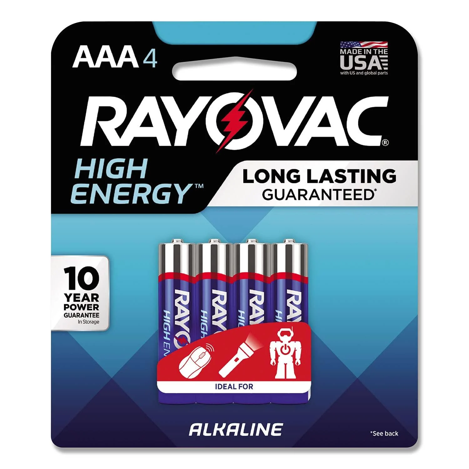 Rayovac High Energy Premium Alkaline Battery AAA 4/Pack (RAY8244K)