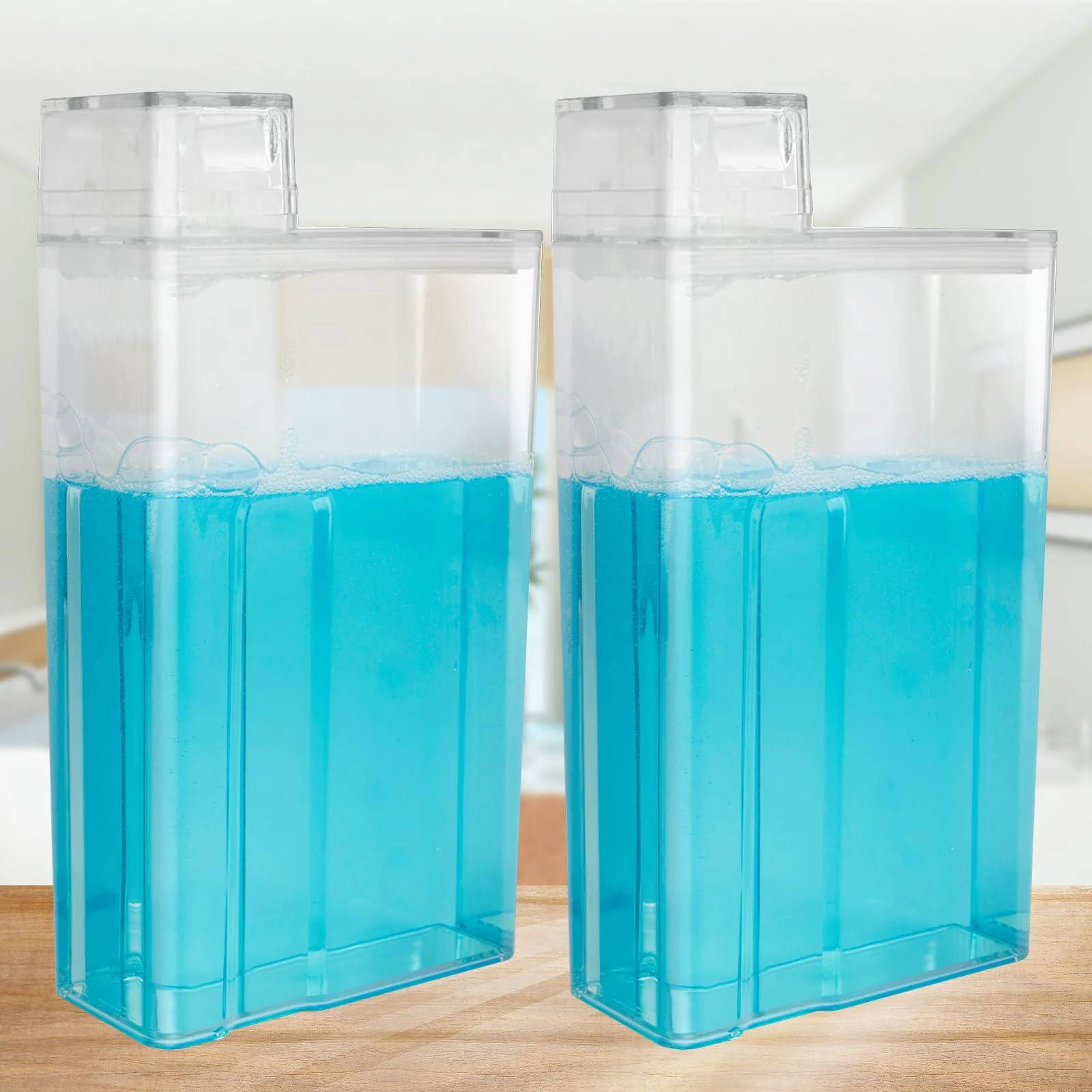 Duety 2Pcs Laundry Detergent Dispenser 1.2L Large Capacity Laundry Soap Containers Transparent Laundry Detergent Organizer Reusable Multipurpose Fabric Softener Dispenser for Laundry Room(transparent)