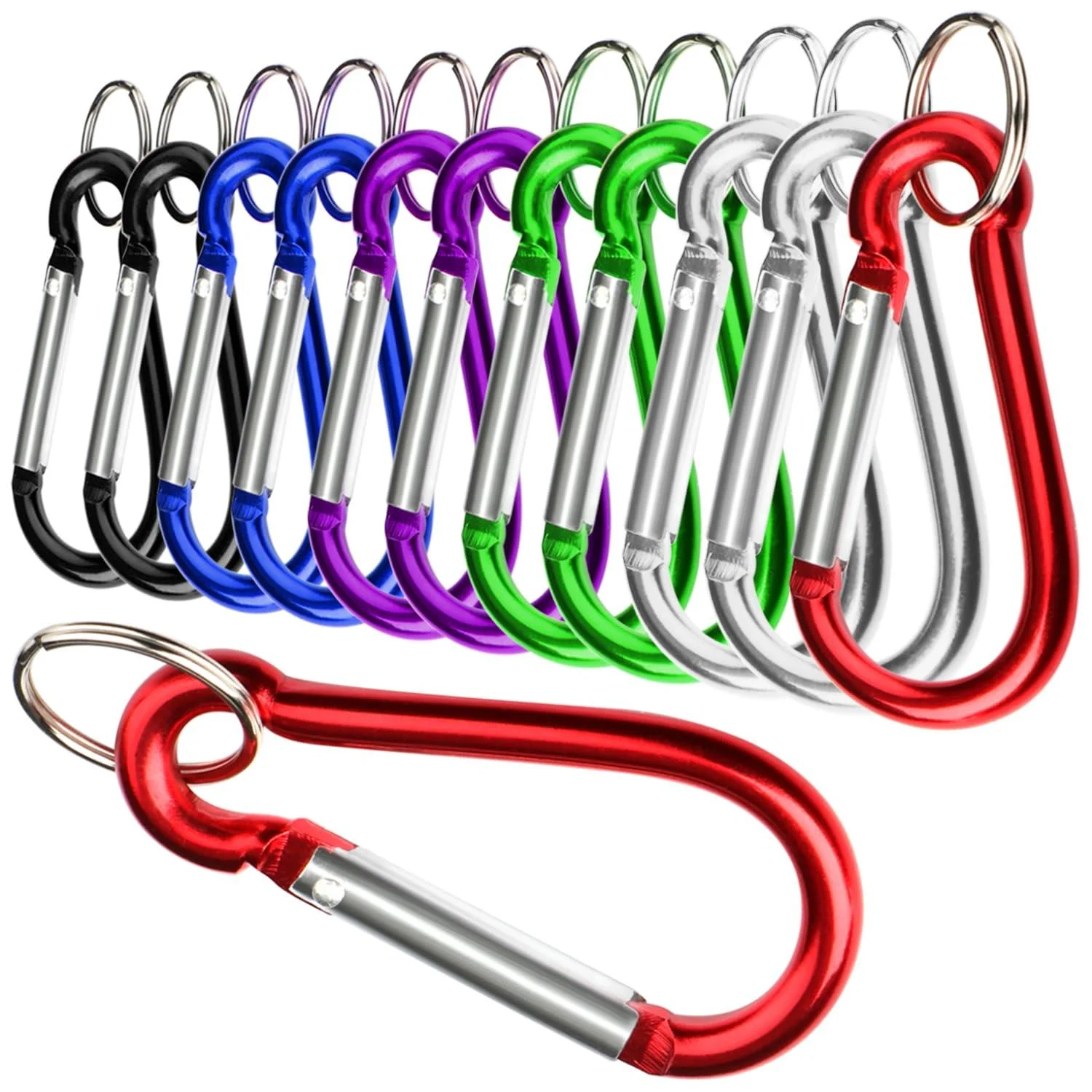 com-four carabiner - clamp hook with snap closure - snap hook - safety carabiner - key ring 12x carabiner