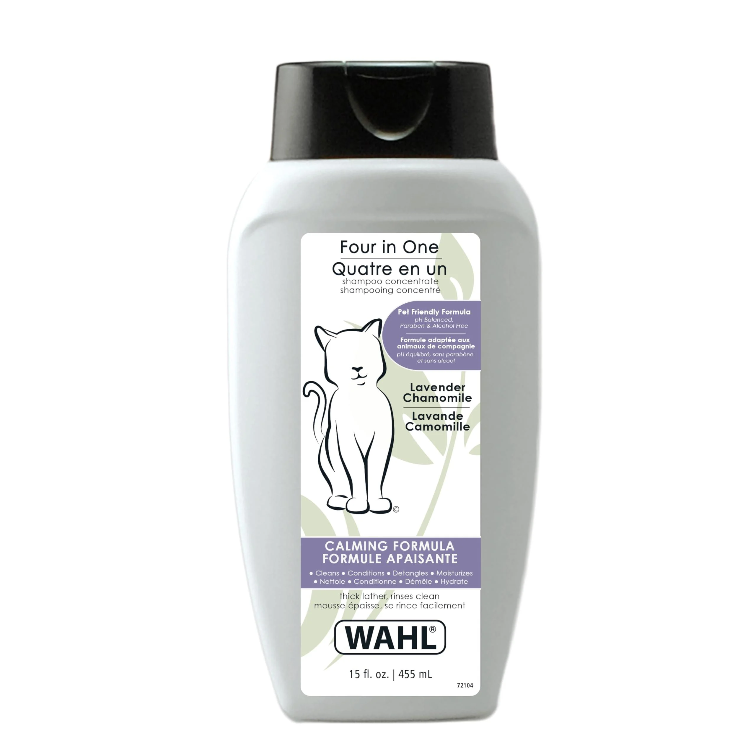 Wahl Four in One Cat Shampoo & Conditioner Concentrate - 455 ml - Model 58347 Cleans & Conditions