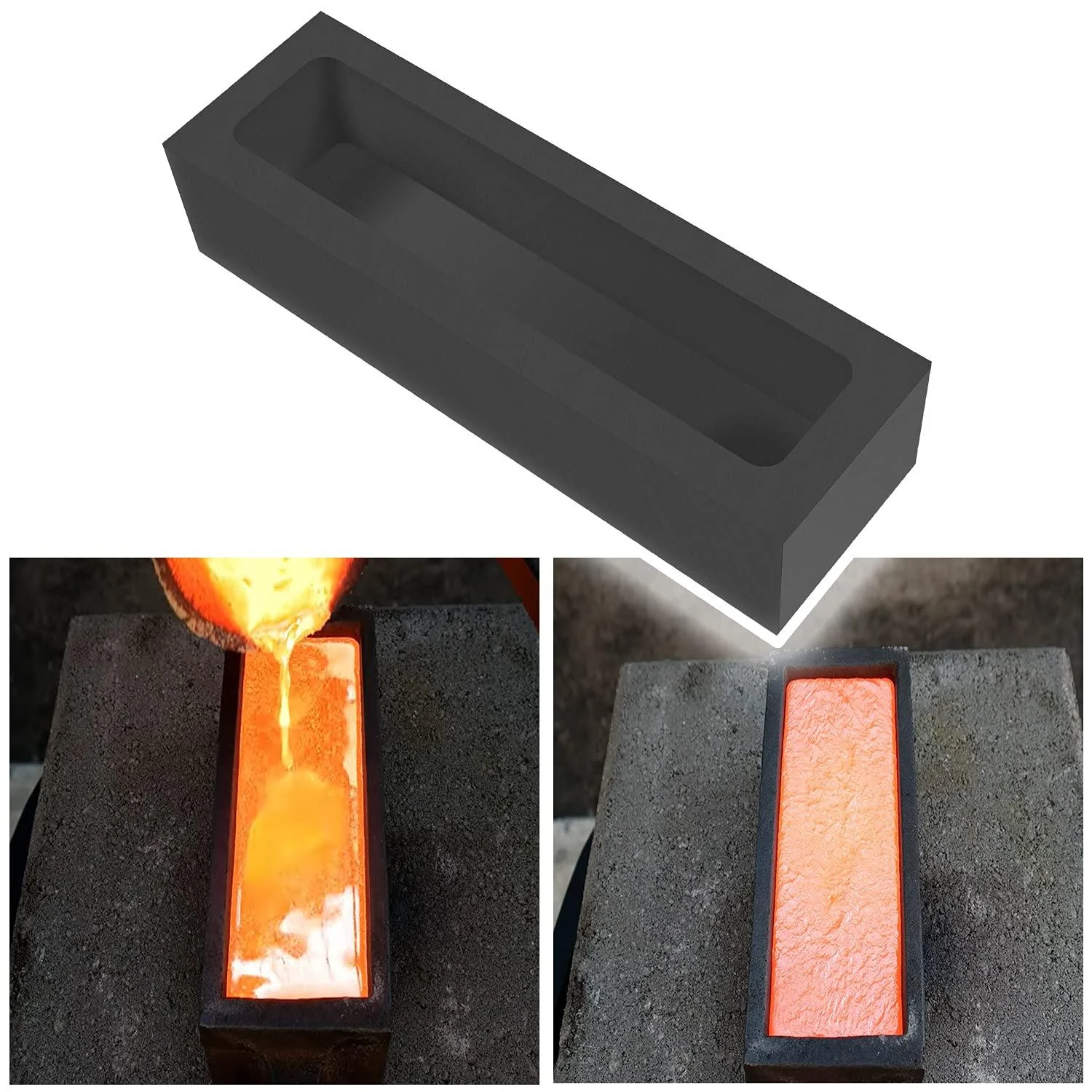 Upgraded Graphite Ingot Mold Mould Crucible for Melting Casting Refining Gold Silver Aluminum Copper Brass (2KG) - DearChan