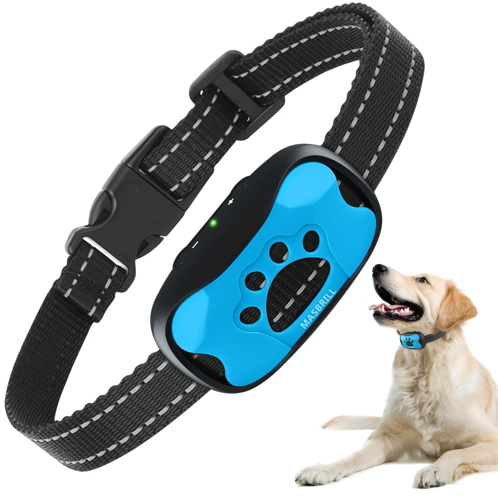 MASBRILL Anti Bark Collar for Dogs Bark Collar Humane Vibration Beep for Small Medium Large Dog Stop Dog Barking Deterrent Device with 7 Adjustable Sensitivity Levels No Bark Collar