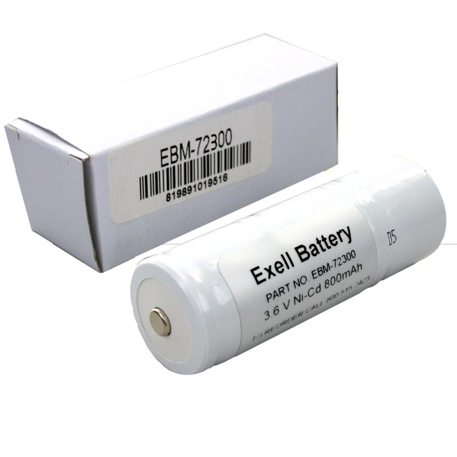 Exell Battery EBM-72300 3.6-volt NiCad Rechargeable Battery 800mAh