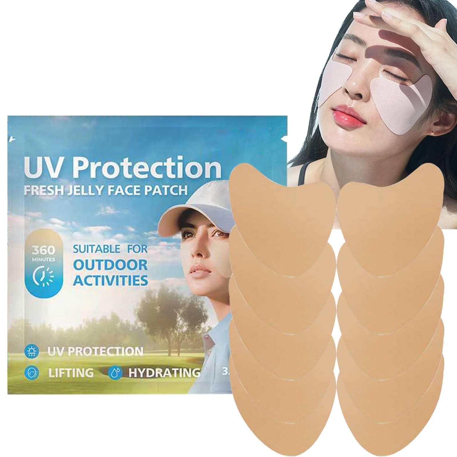 Golf Face Patch 5pair Outdoor Protection Sun Patch | Comfortable UV Facial Patches Portable Clear UV Protection Face Patch for Outdoor - Generic
