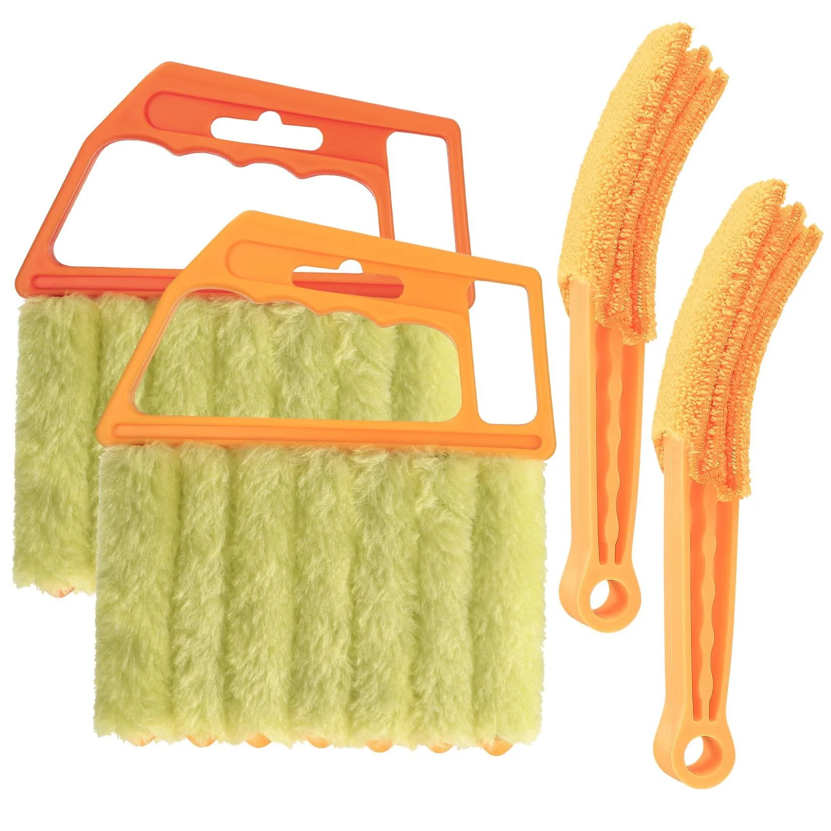 2 Pcs Window Venetian Blind Cleaner Duster Tools + 2 Pcs 7 Finger Duster Brush Cleaner, Microfiber Groove Gap Brush Duster for Wooden Window Blinds Shutters Air Conditioner Duster - wugongshan