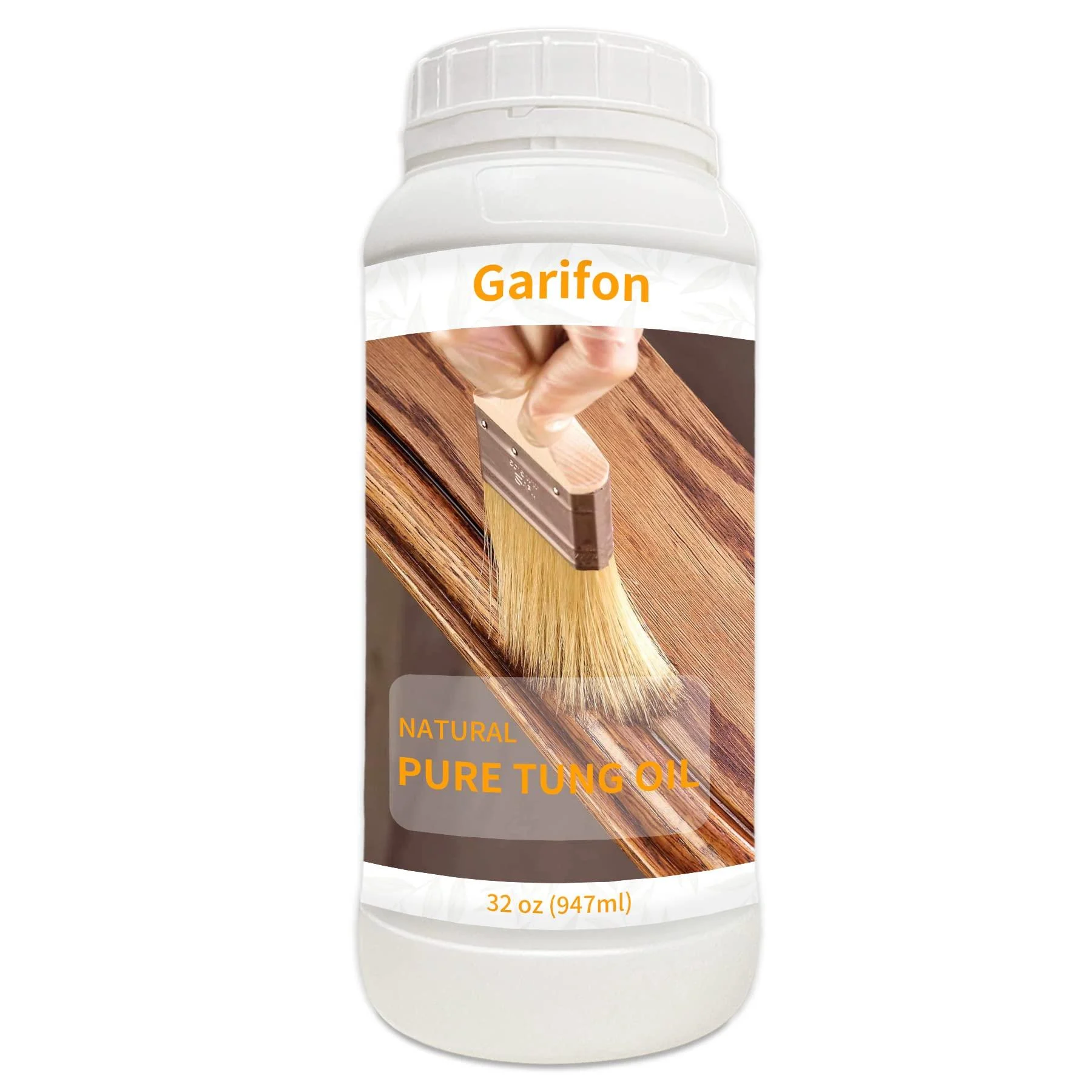 32 OZ Pure Tung Oil Food Grade for Wood Finishing, Waterproof Wood Sealer for Indoor and Outdoor, Natural Tung Oil for Wood Furniture, Wood Flooring - Garifon
