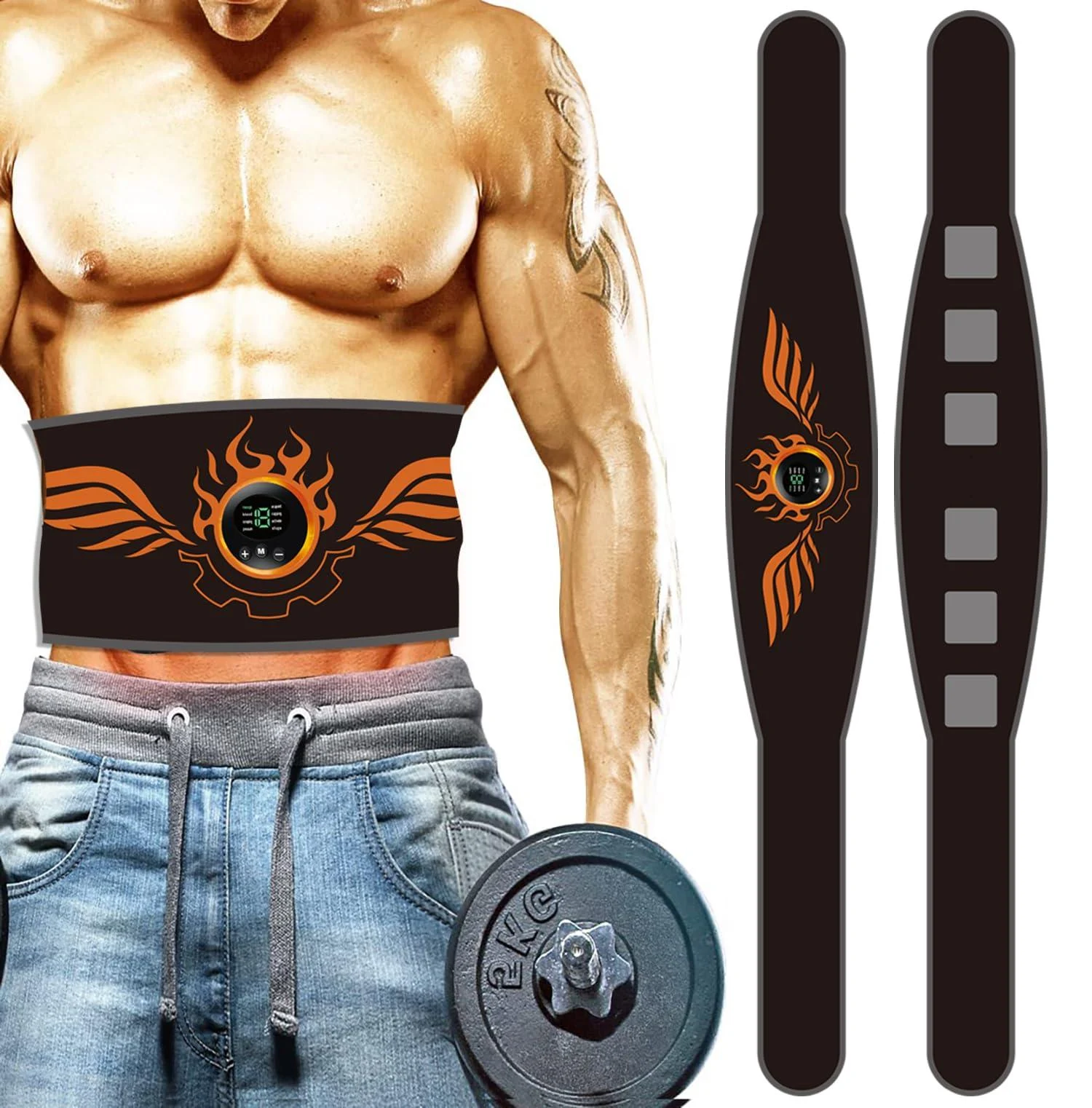 LEMEG EMS training device belly trainer electrically EMS abdominal muscle trainer abdominal muscle trainer with EMS technology - 8 modes & 19 intensities zero hard home