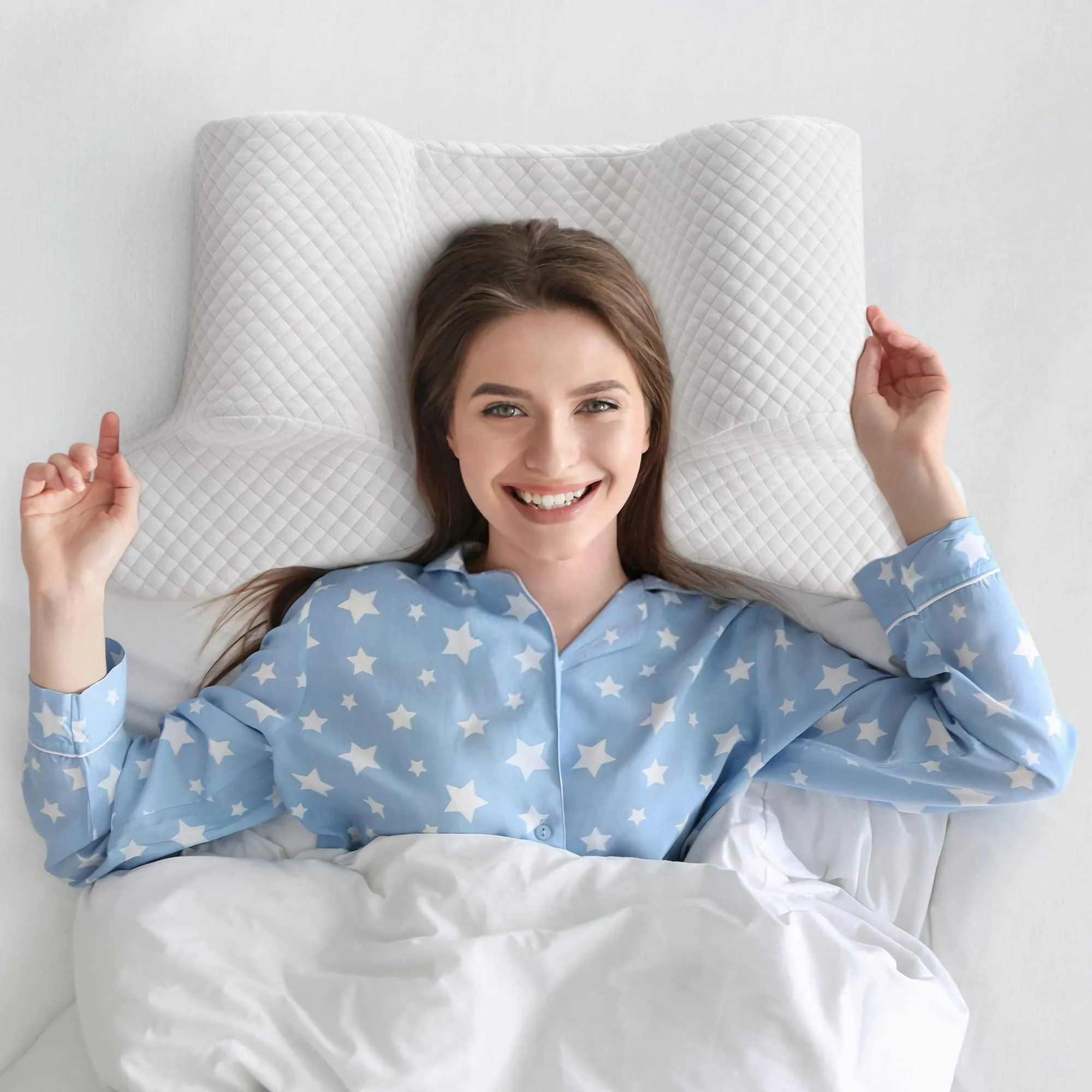 AM AEROMAX Back Sleep Training Pillow for Keep Head Straight Wrinkle Prevention - Beauty Pillow for Anti Wrinkle & Anti Aging. Standard(Head width 7In) White