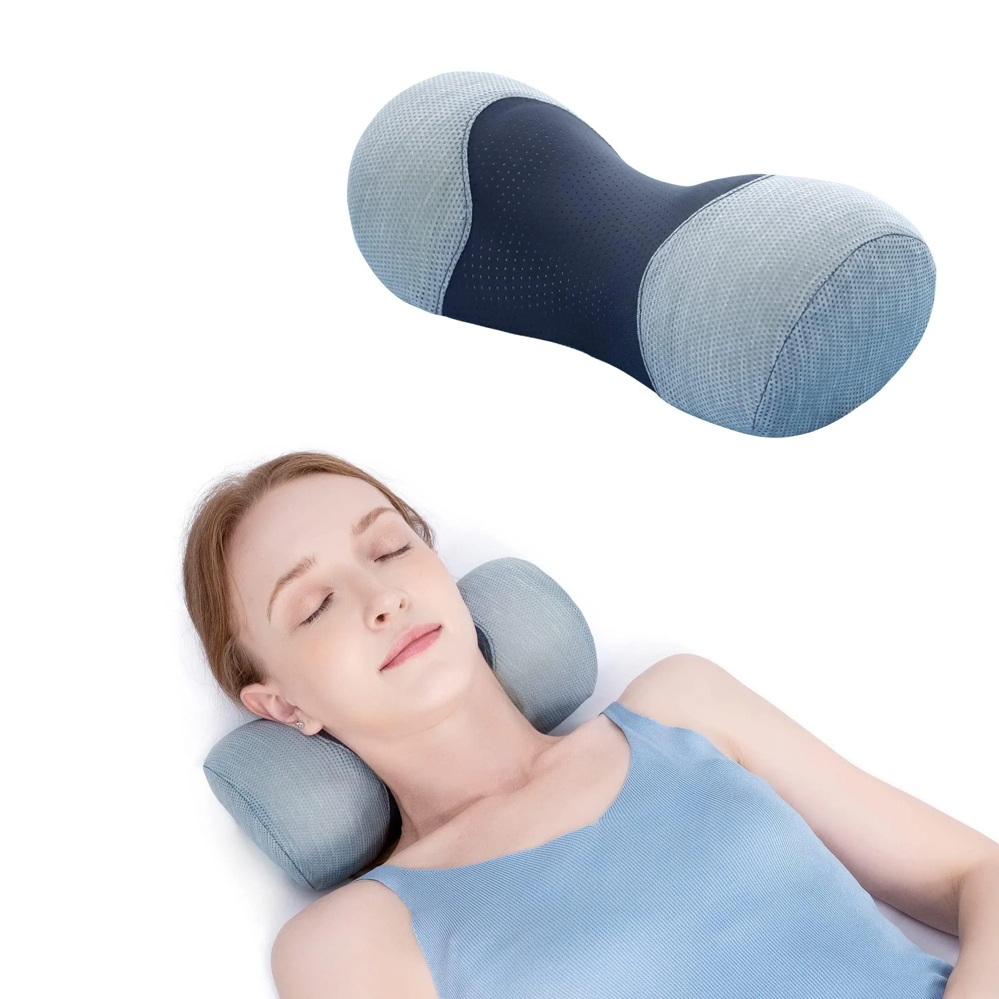 Bespilow Neck Support Pillow,Cervical Neck Roll Memory Foam Pillow,Cervical Traction Device,Neck Stretcher for Tension Muscle Relief Therapy,Neck and Shoulder Pain Relaxer Black
