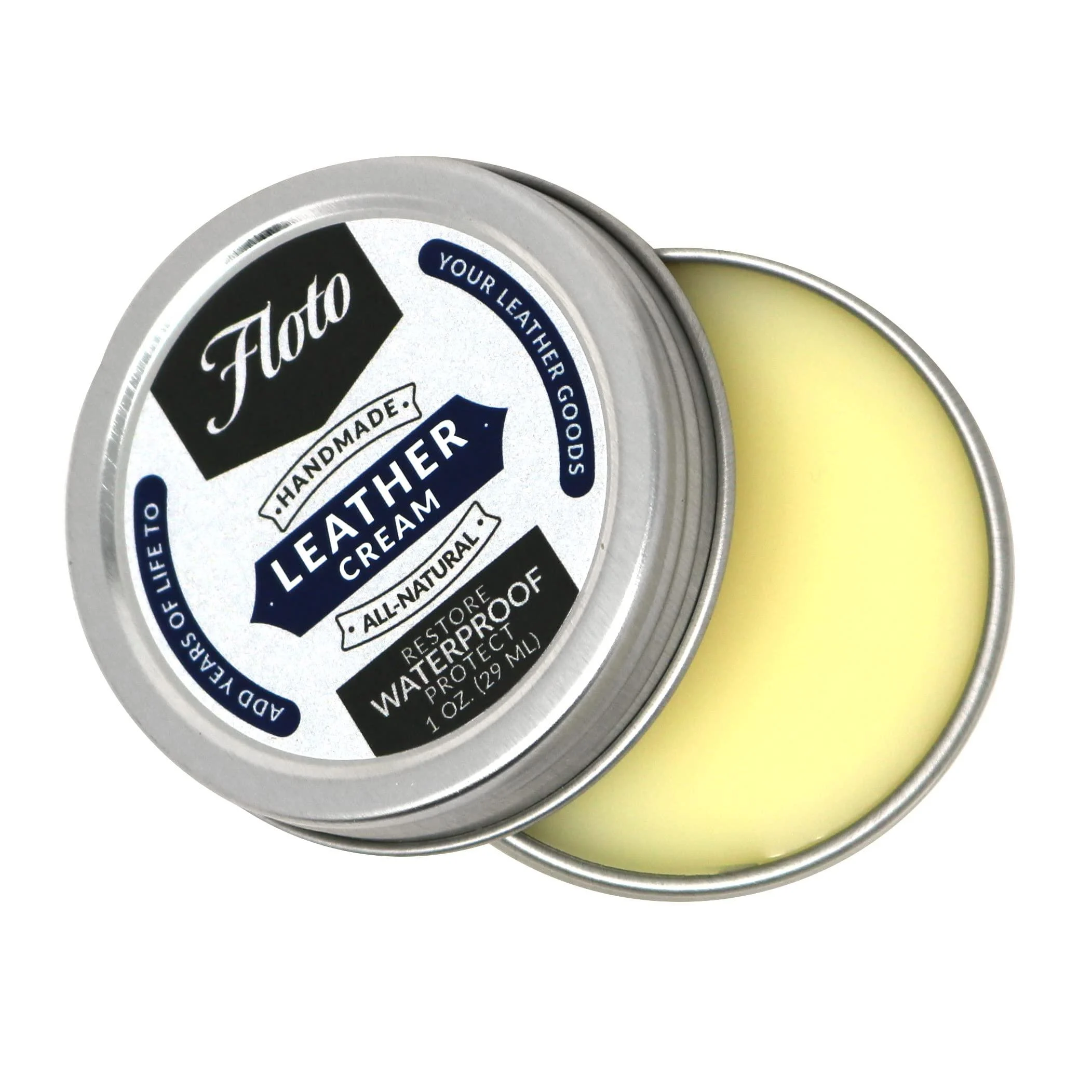Floto Leather Cream Conditioner | Restore and Protect Bags | Natural Beeswax (1 oz tin) 1 Ounce tin