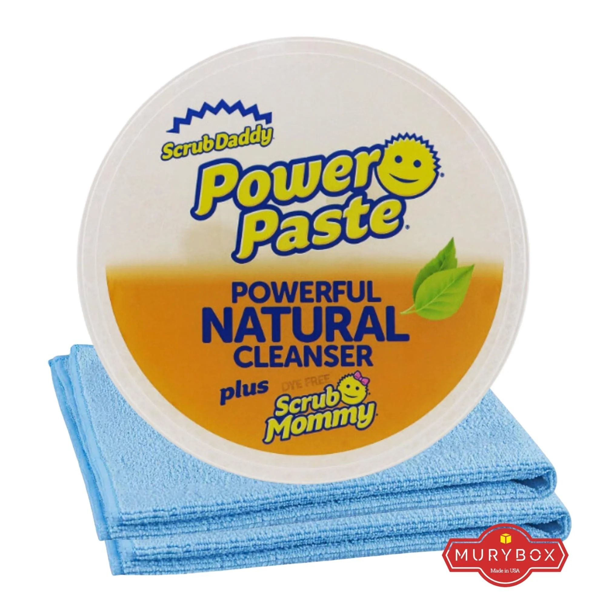 Scrub Daddy Power Paste with Scrub Mommy Cleaning Paste Bundle with 2 Microfiber Cleaning Towel 16x16in + MB Sticker. Compared to Pink Stuff Cleaner Paste and Tangerine Clean Scrub Daddy - MURYBOX