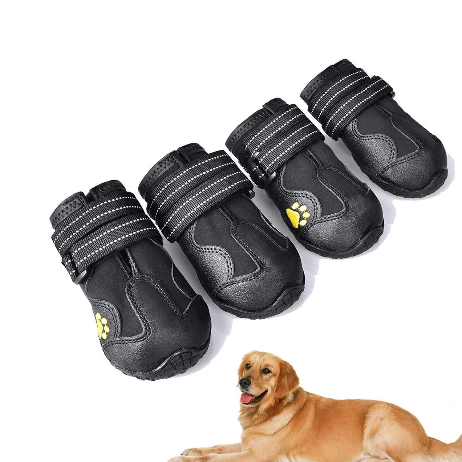Dog boots 4 pieces waterproof dog shoes with reflective adjustable straps for small medium sized dogs (A 2) A 2 - Havenfly