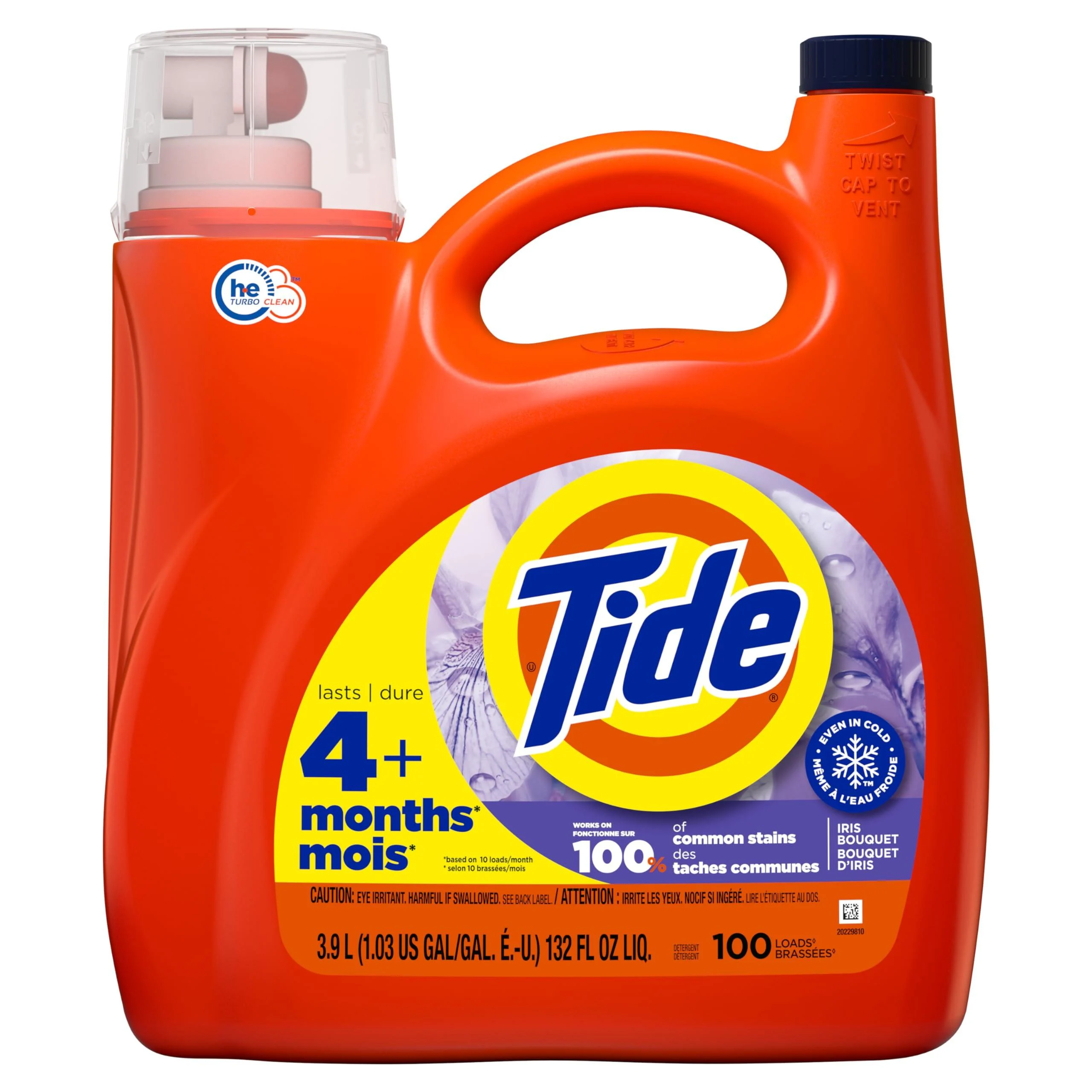 Tide Liquid Laundry Detergent Iris Bouquet Scent HE Compatible Cold Water Clean Liquid Detergent 3.9 Litres 100 Loads 3.9 l (Pack of 1)