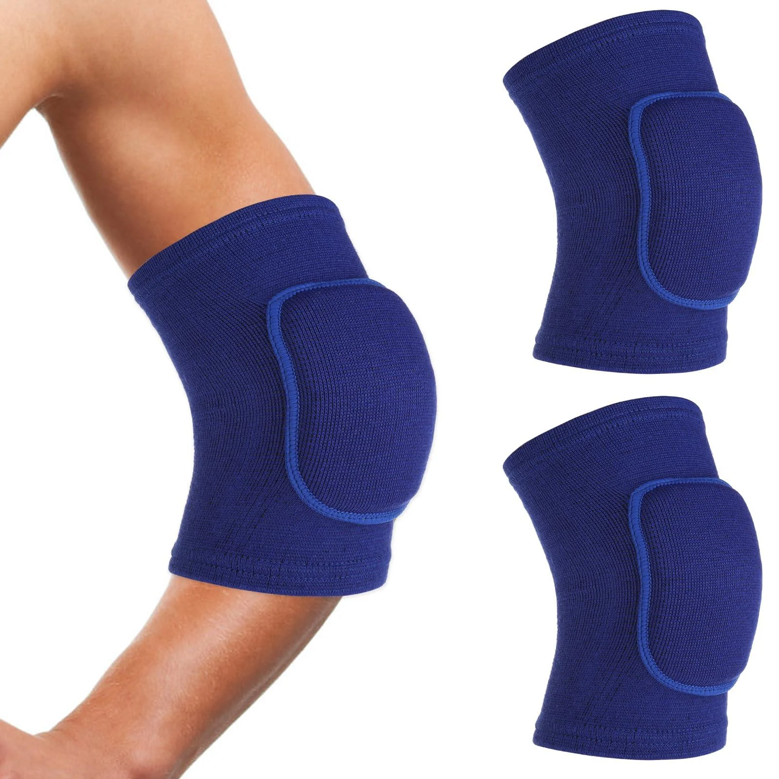 Arm Brace Pads Elbow Protector Strap Pair Breathable Anti-Collision Sponge Tendonitis Fitness Volleyball Basketball Tennis Golfers Knee Support Band for Kids Men Women Elderly Blue(40-75kg)