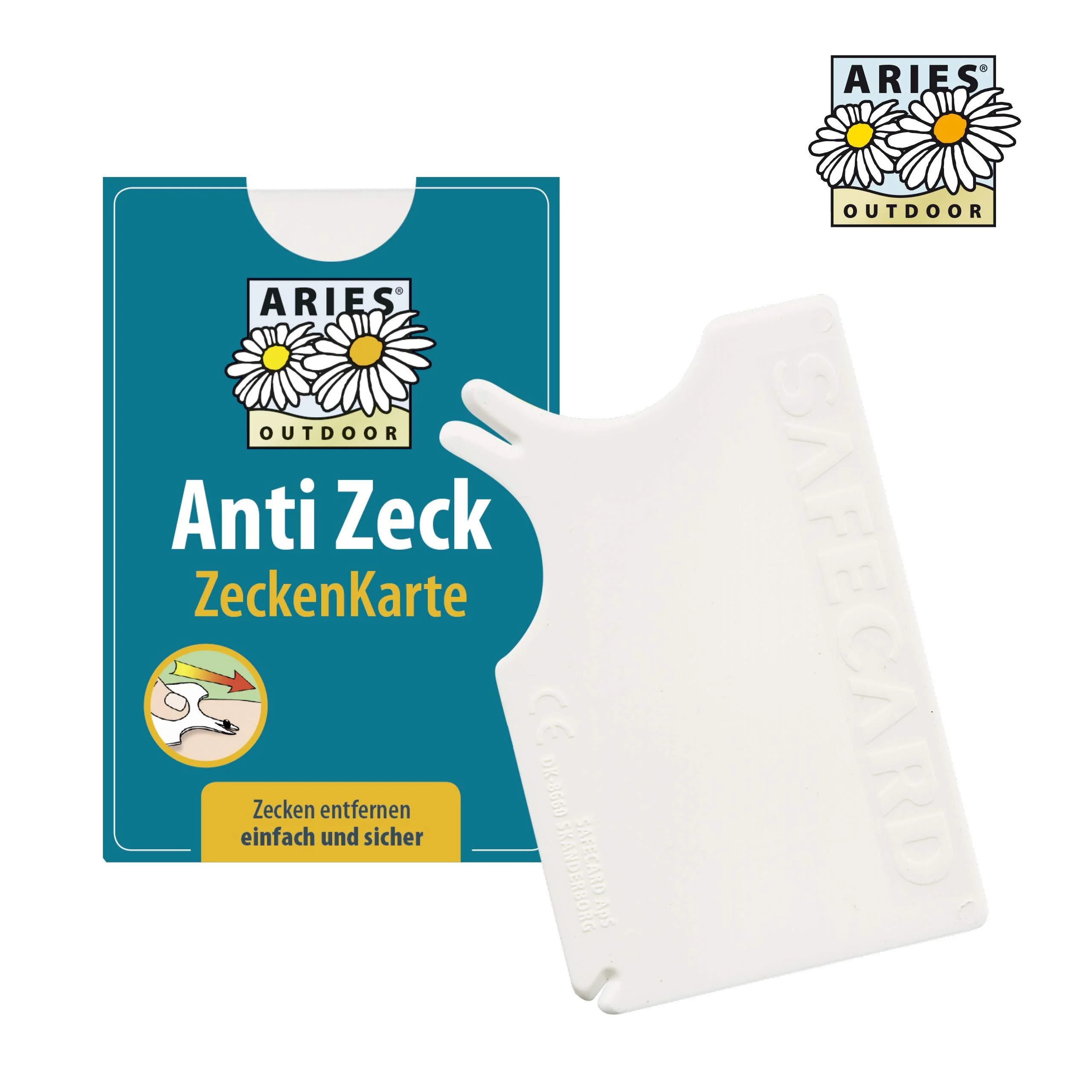 ARIES ZK1 tick card for humans dogs and cats - practical pocket size 6 x 9 cm 1 piece (1 pack)