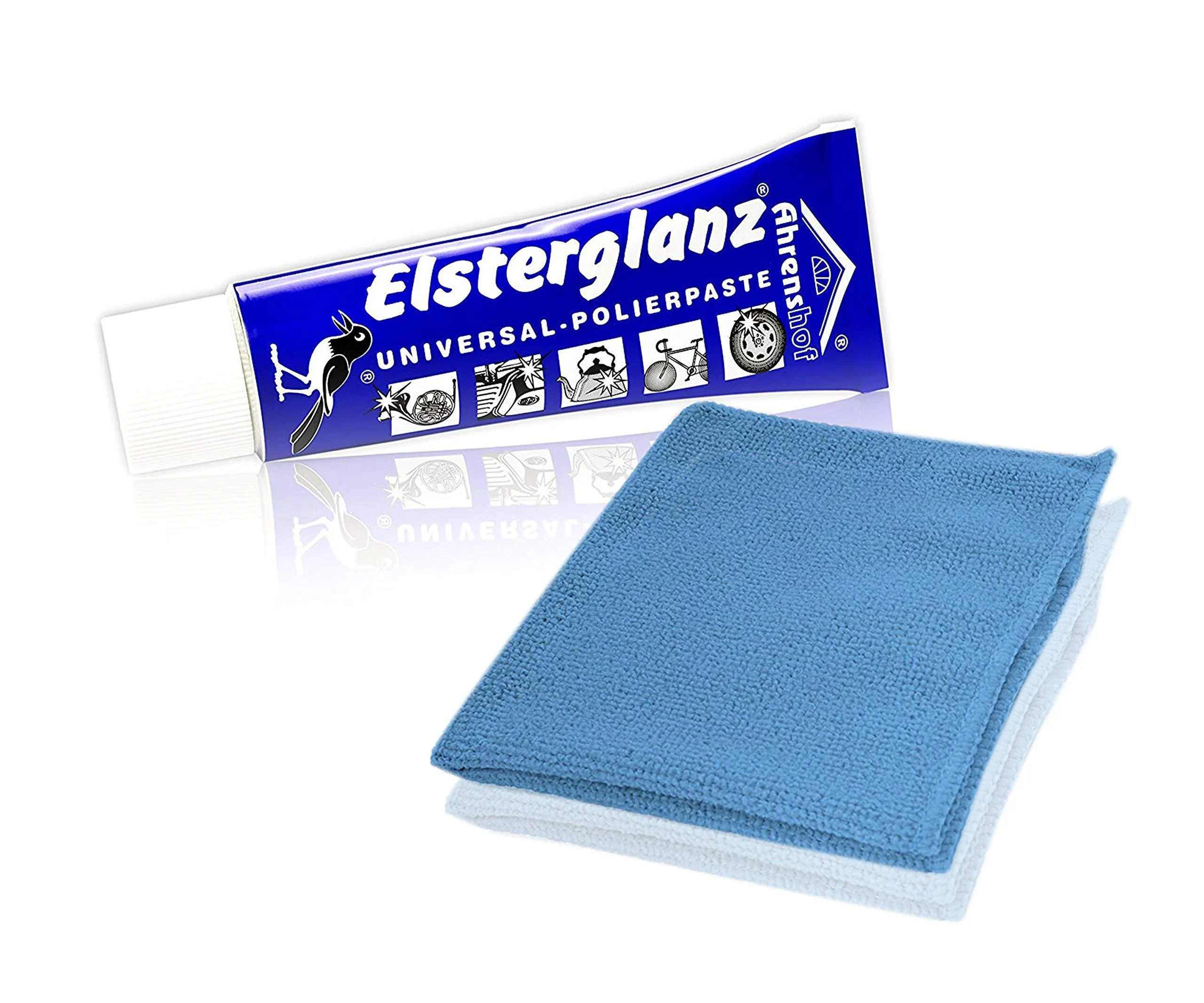 Helmecke & Hoffmann * Elsterglanz universal polishing paste for metals tube 40 ml + microfiber cloth | The original from Germany