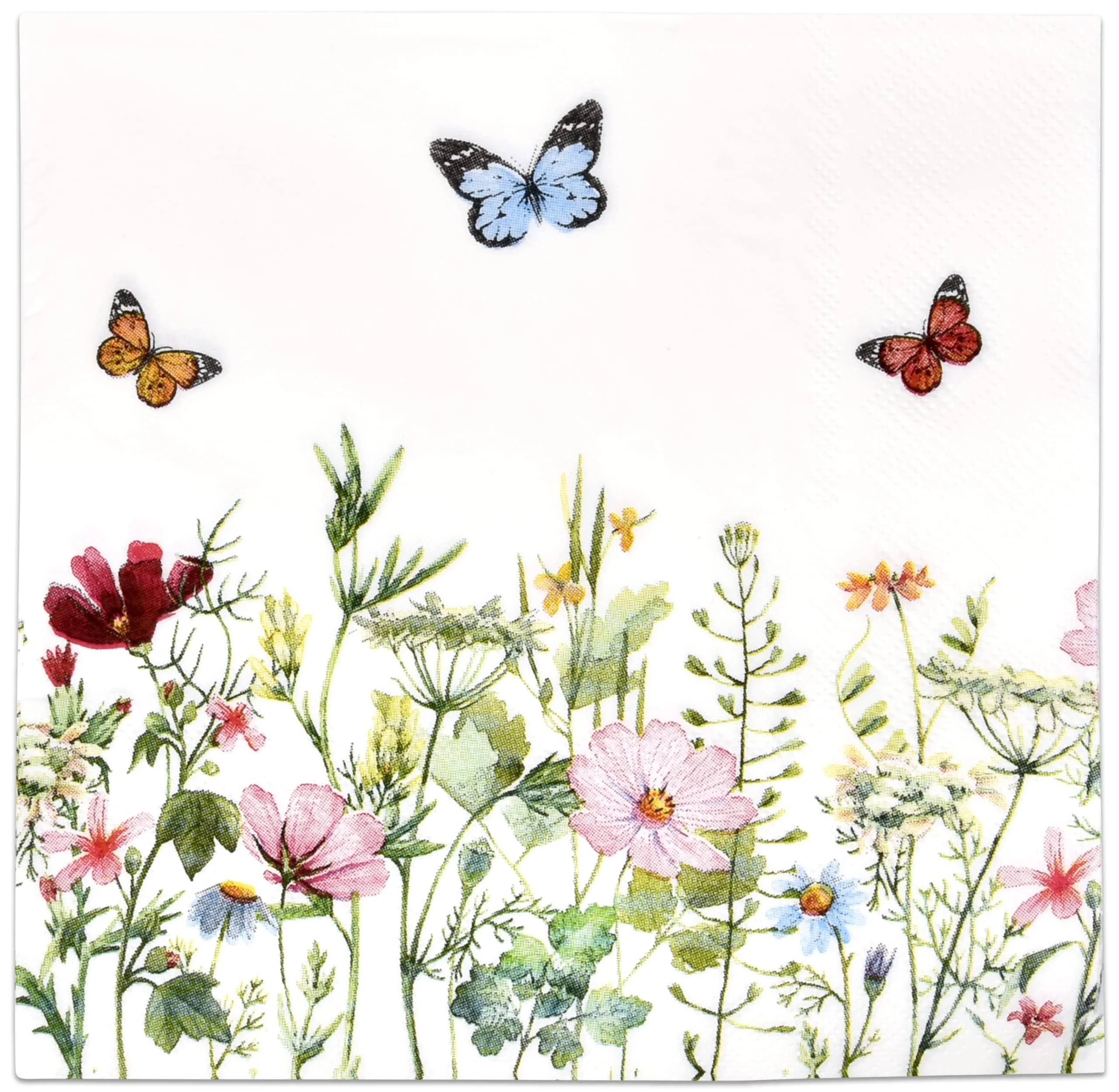 100 Spring Floral Luncheon Napkins Disposable Paper Colored Butterflies Flower Blossom Dinner Lunch Napkin for Summer Flowers Wedding Tea Birthday Party Bridal Baby Shower Tableware Party Supplies - Gift Boutique