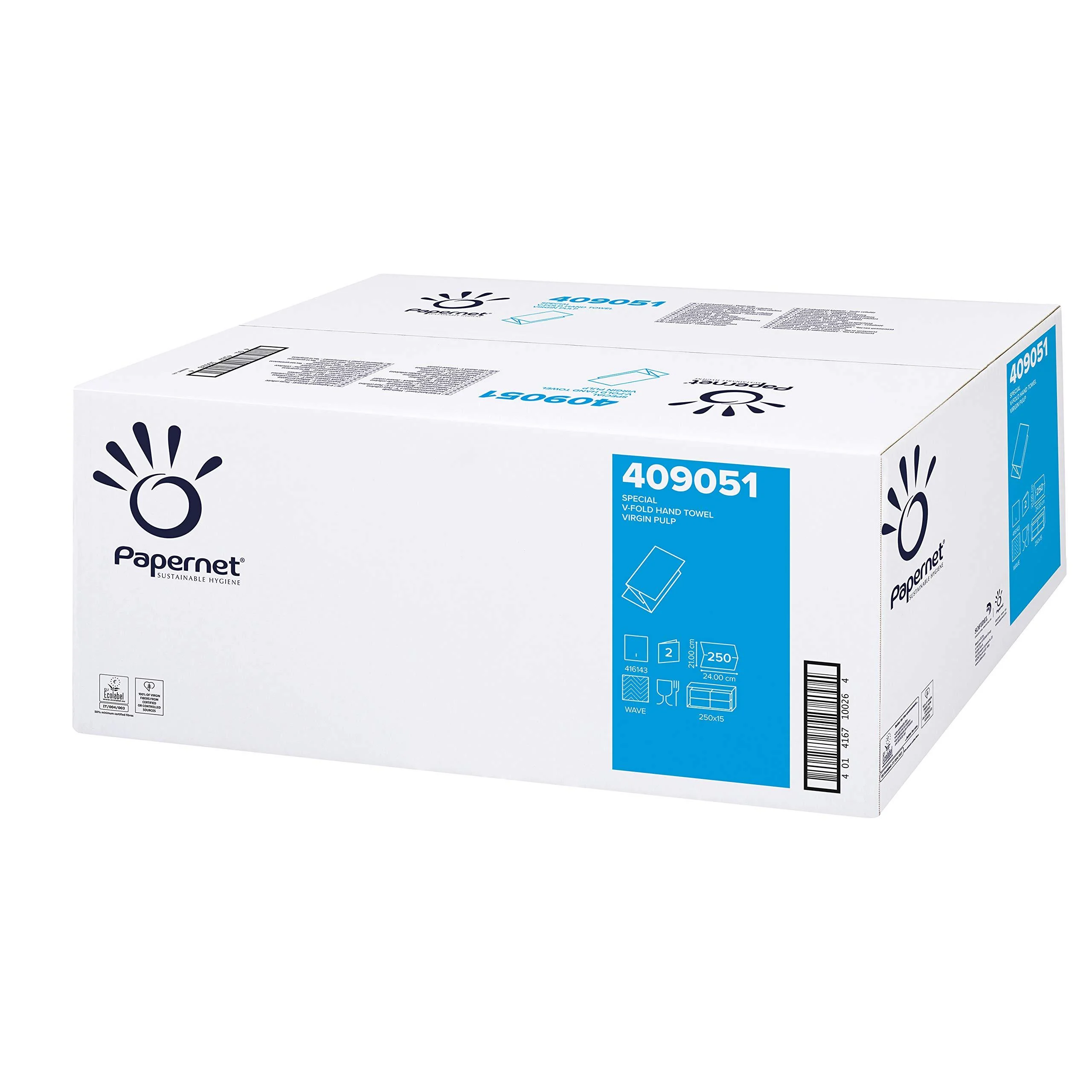 Papernet Special V-Fold folding towel bright white 2-ply 21x24cm 15x250 towels cellulose