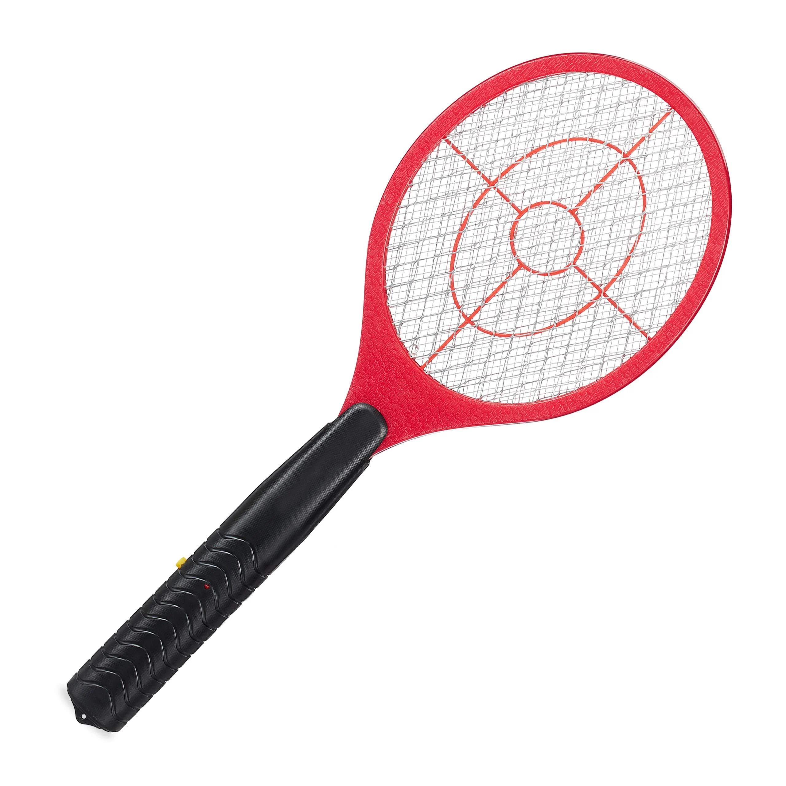 x electric fly swatter without chemicals against flies mosquitoes & mosquitos fly swatter red Red 1 piece - Relaxdays