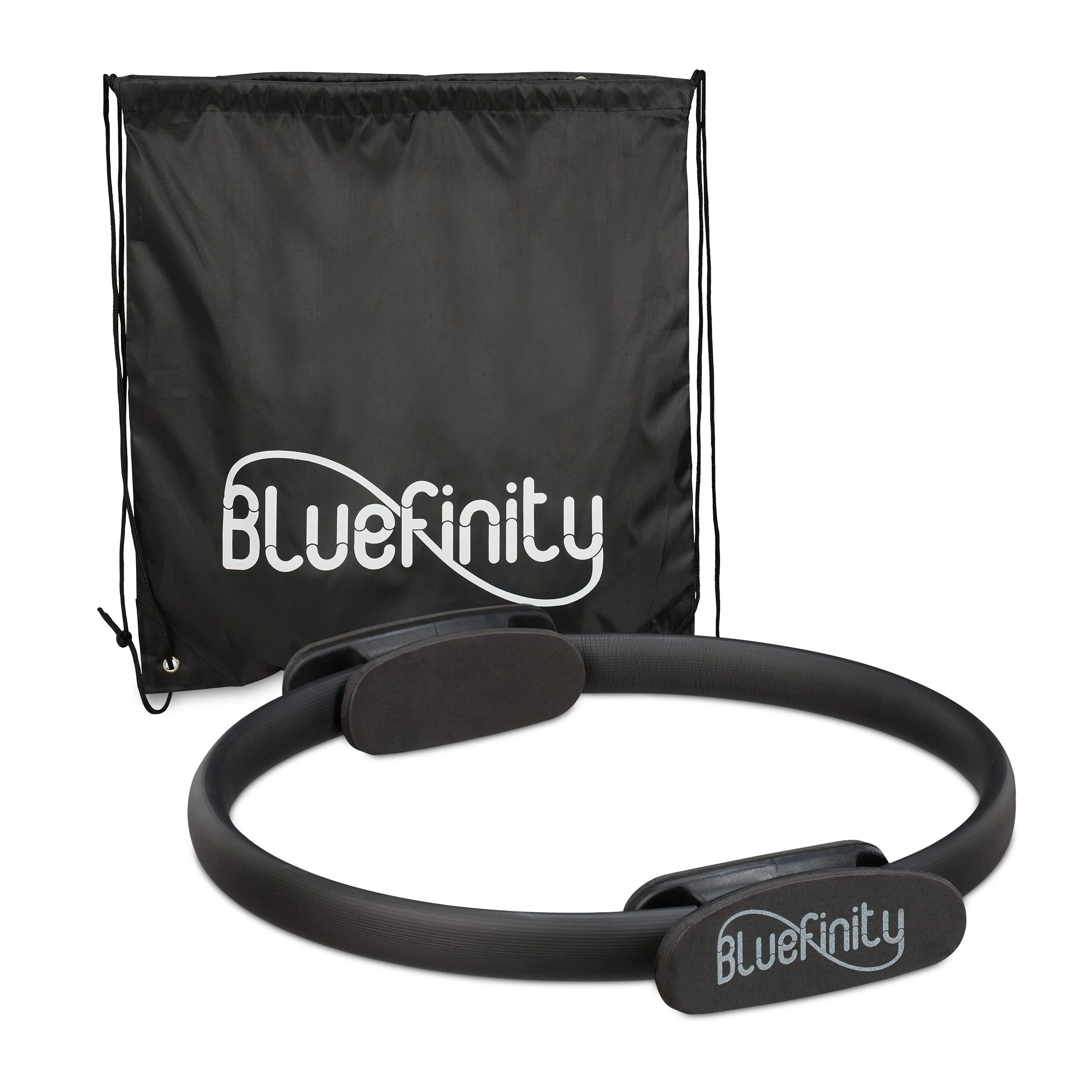 Bluefinity Pilates ring with exercises double handle padded resistance ring yoga fiberglass ring 37 cm black 1 piece