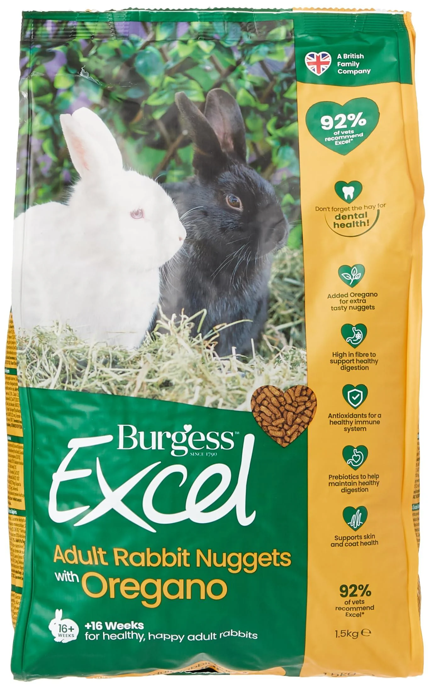 Burgess Excel Rabbit Adult Oregano 1.5 kg Green
