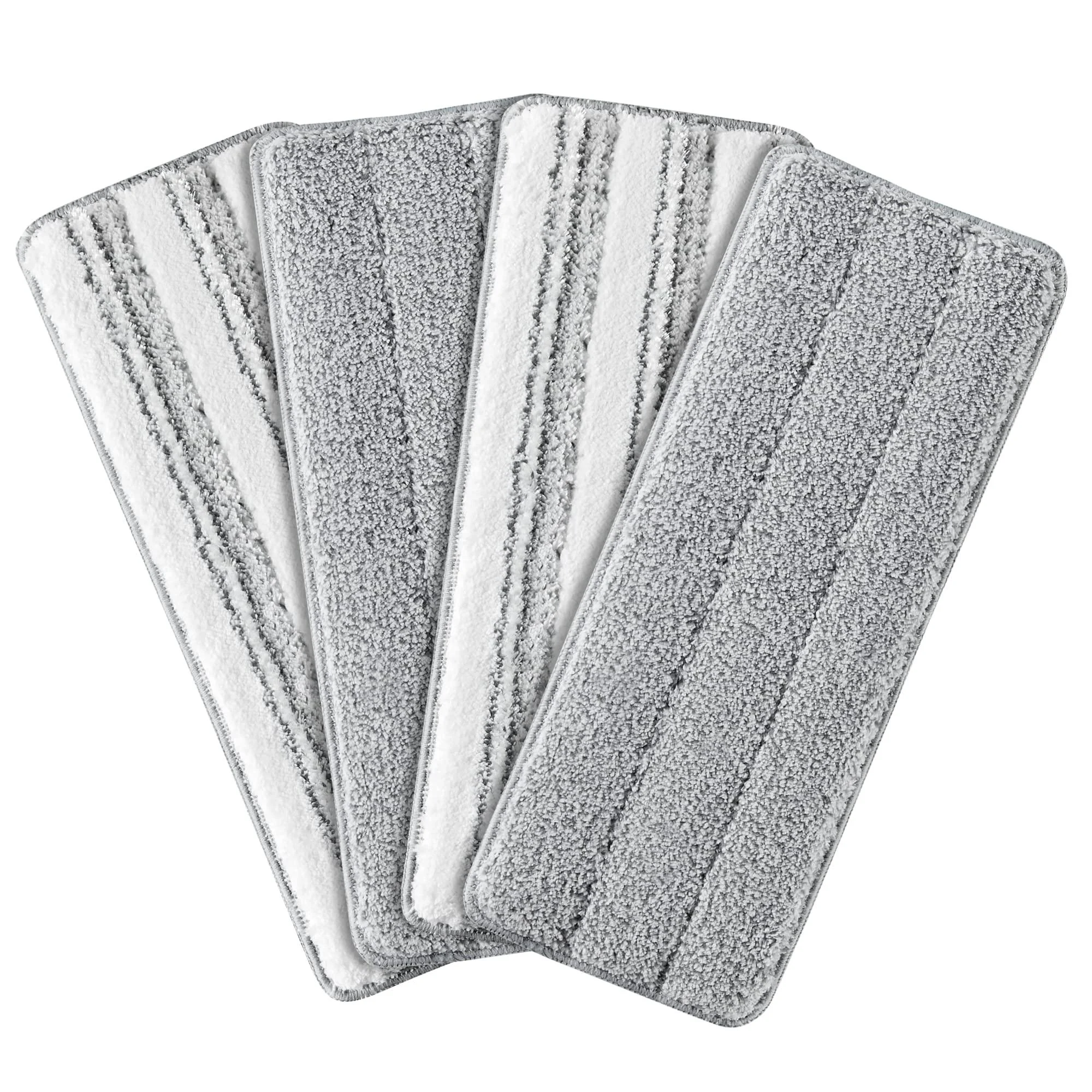 JOYMOOP Flat Mop Pads, Microfiber Mop Cleaning Pads, Washable Pads, Pads Replacement for JOYMOOP Flat Mop or Mop Bucket Set, Refills 4 Pack - Grey and Stripe 4pcs - 2grey+2stripe