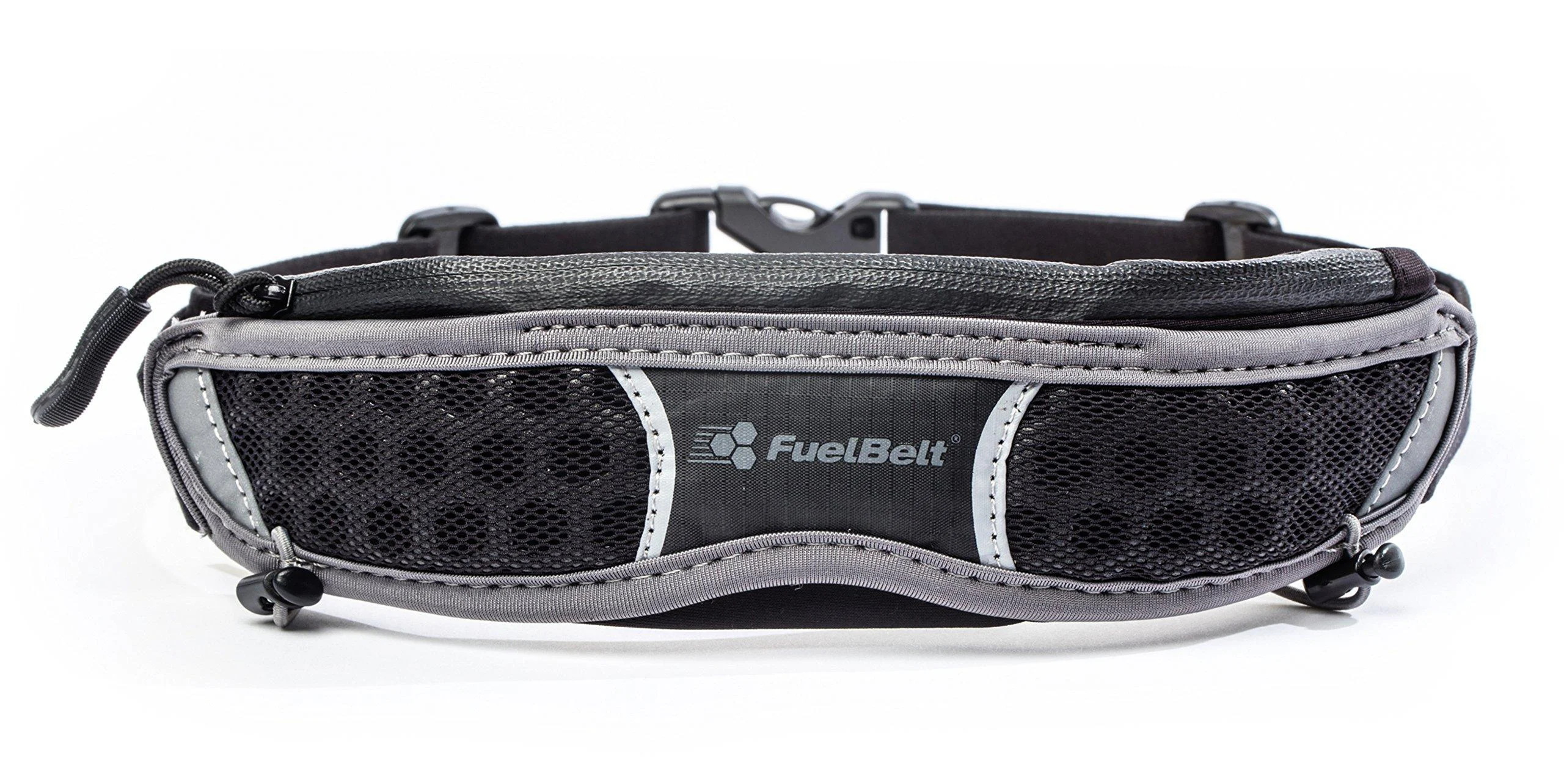 FuelBelt Helium Stretch Belt with Storage and Bib Locks One Size Black / Grey