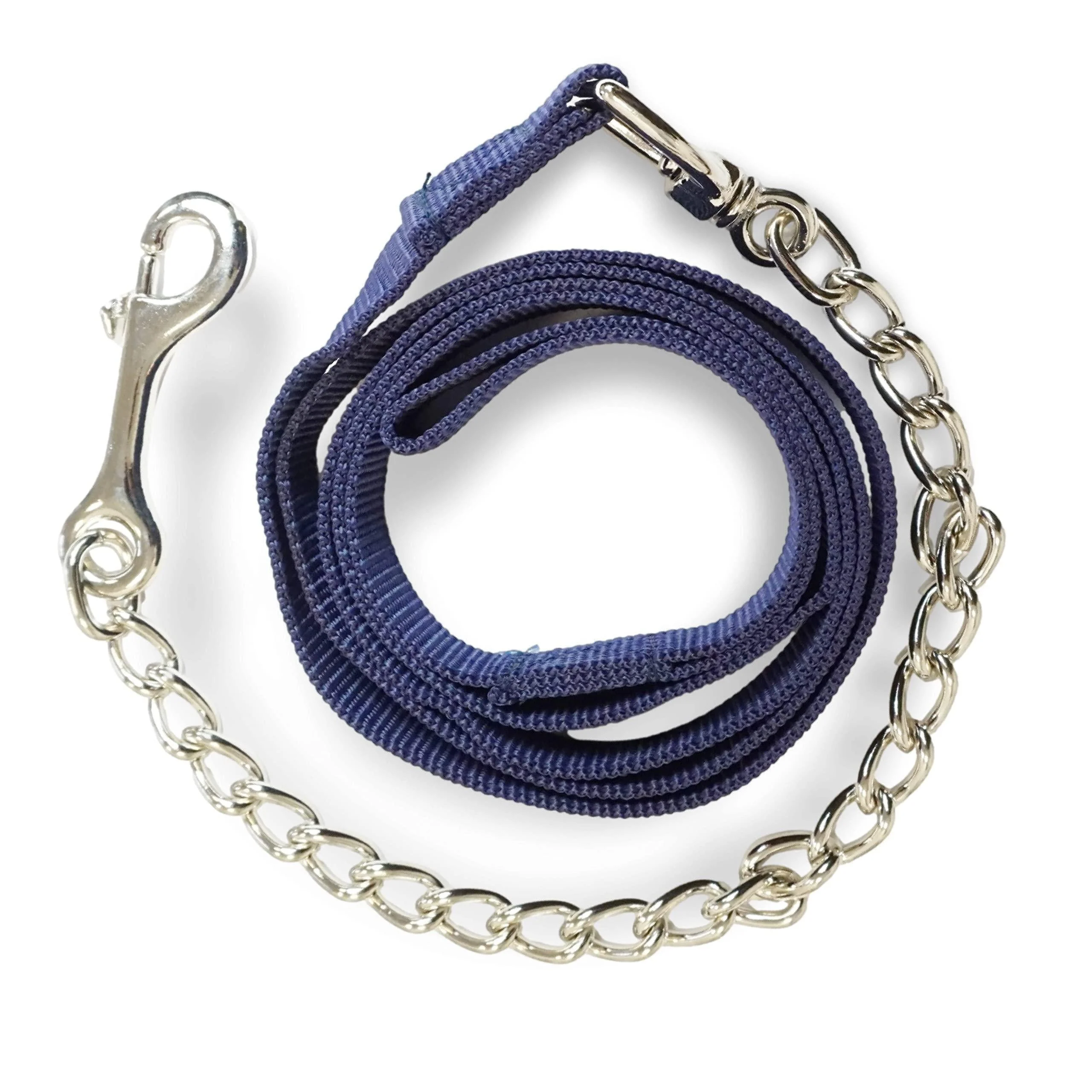 Guide for horses |Safe leading with iron chain & nylon handle |Guide suitable for stallion dogs pony donkey |Length 2.10 m (2x dark blue) - Pferdelinis