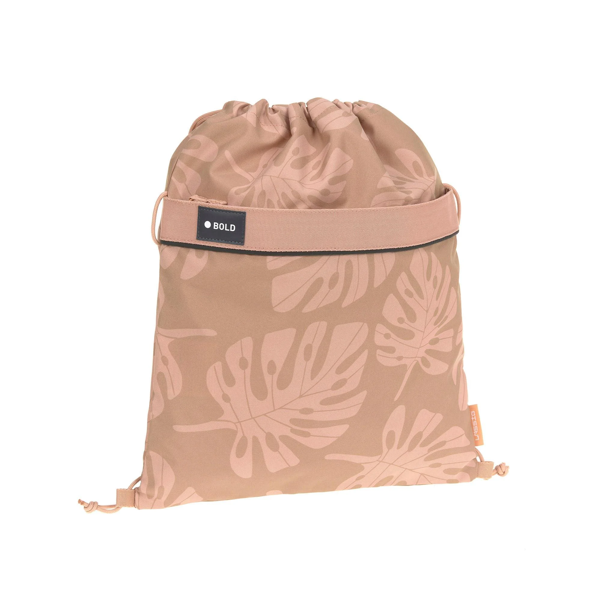 Bold L ssig children's gym bag sports bag with backpack function/school string bag Bold Leaves Caramel