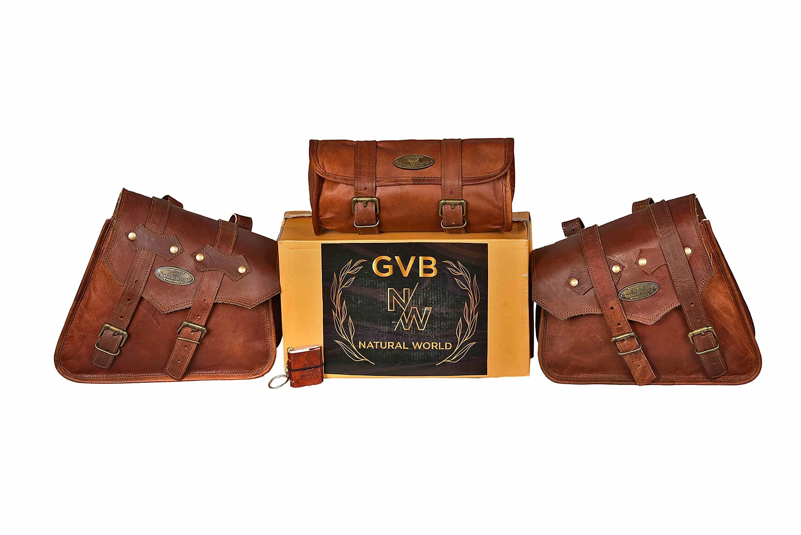 Genuine Vintage leather Brown Bicycle Leather Bag Bike Saddle Pouch Handlebar seat Rear Tool kit Pannier Vintage Retro Gift for men and women Set ojf 3 - GVB Natural World
