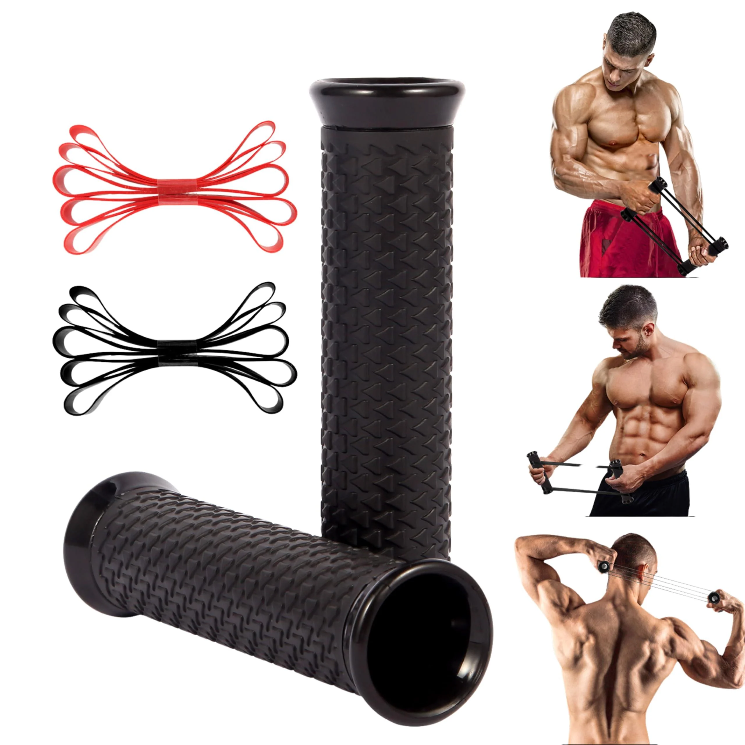 Rip Stick -Workout Equipment Resistance and Strength Training for Shoulders Back Biceps and Joint Rehab 2 Handles and (10 Adjustable Rip Stick Bands Included)