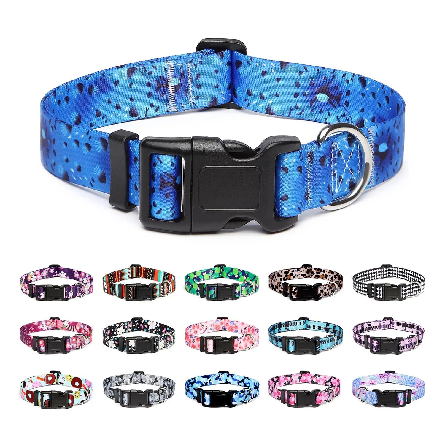 Mercano dog collar adjustable soft nylon comfort & robust patterned dog collar for small medium -sized dog puppies (m ocean) m ocean