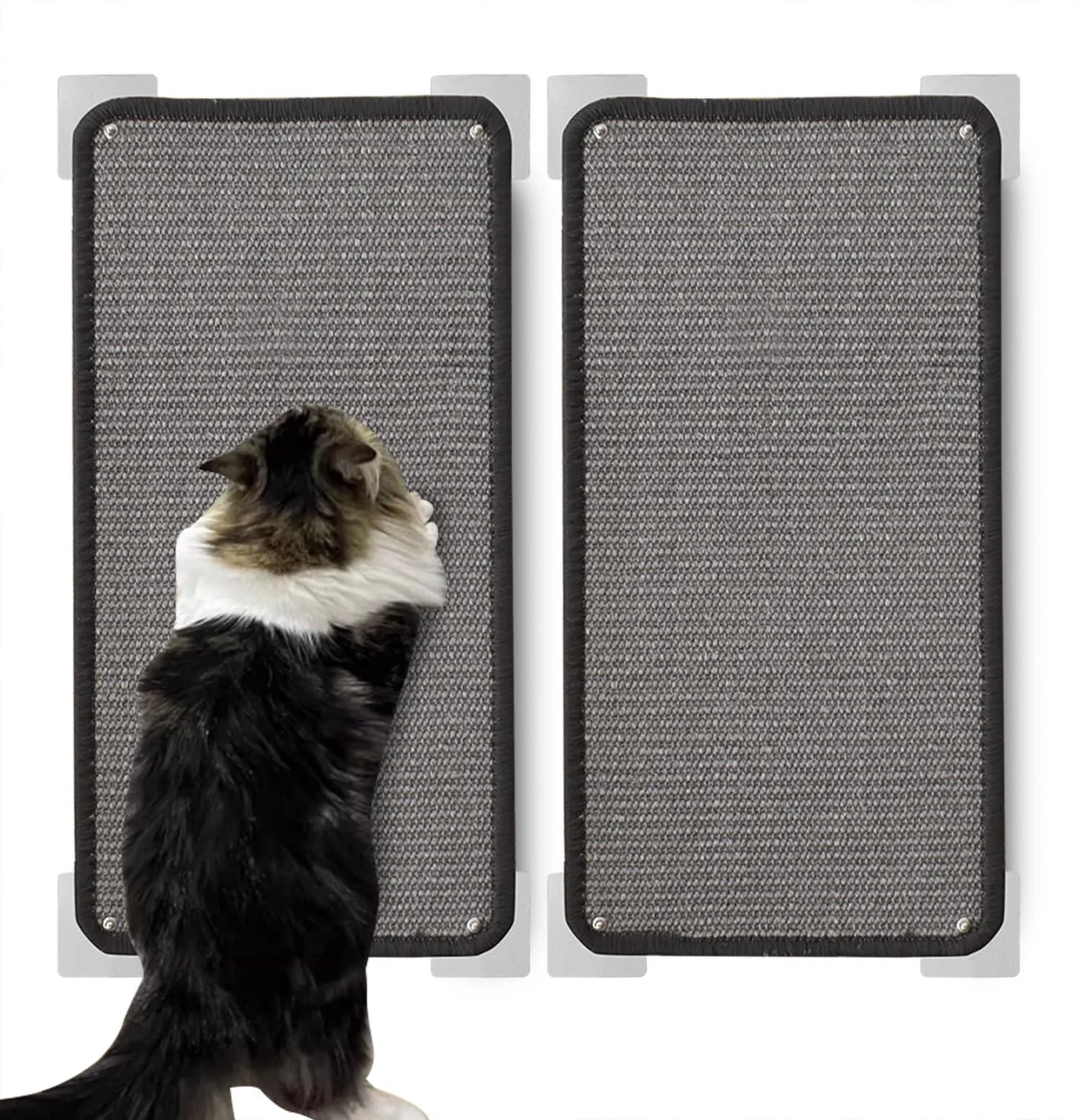 MIAOGE 2PCS 21.7"x11" Cat Scratch Mat Wall Mounted Scratching Pads Cat Scratch Rug Sisal Floor Scratcher(Grey)