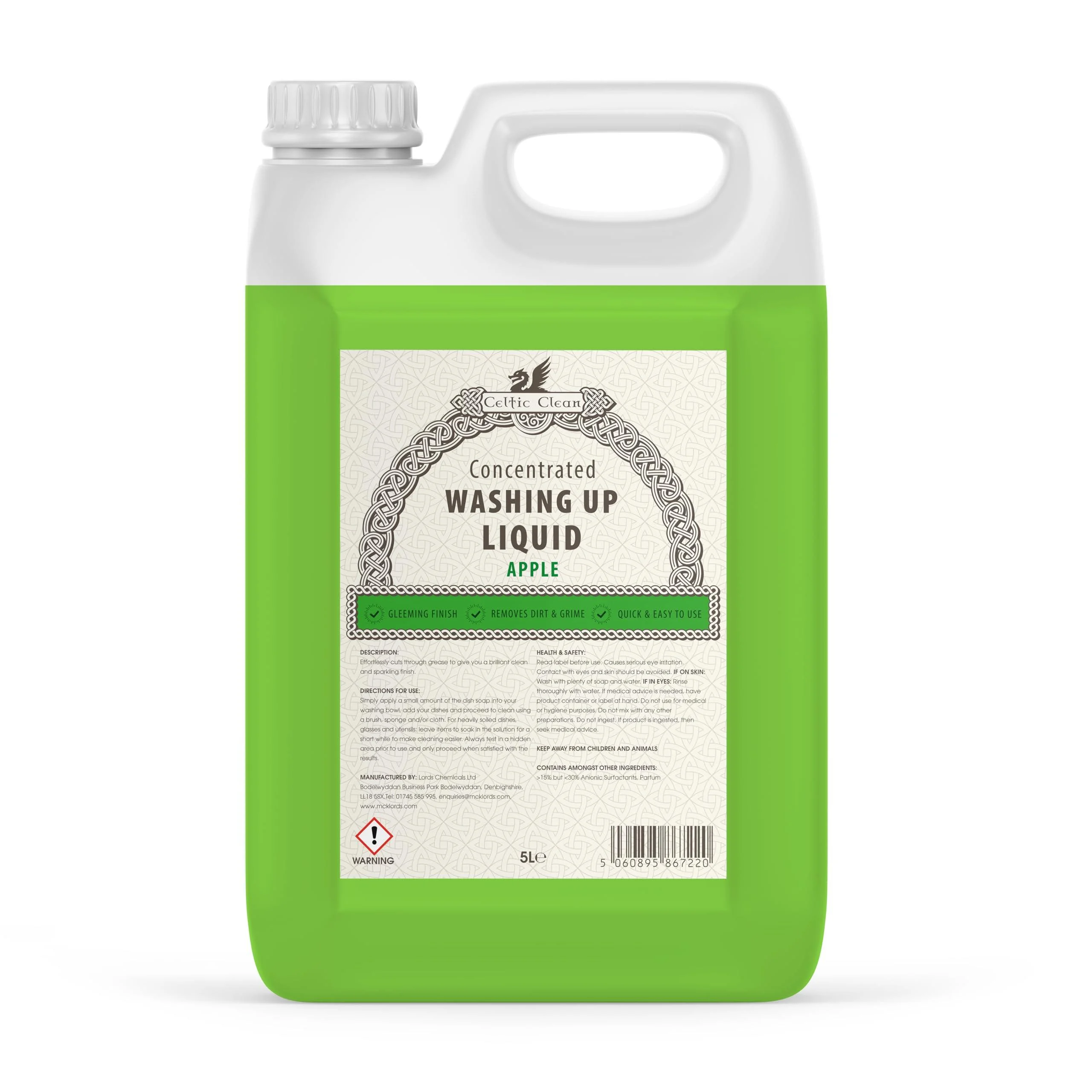 Celtic Clean - Washing Up Liquid - Apple - 5 Litre