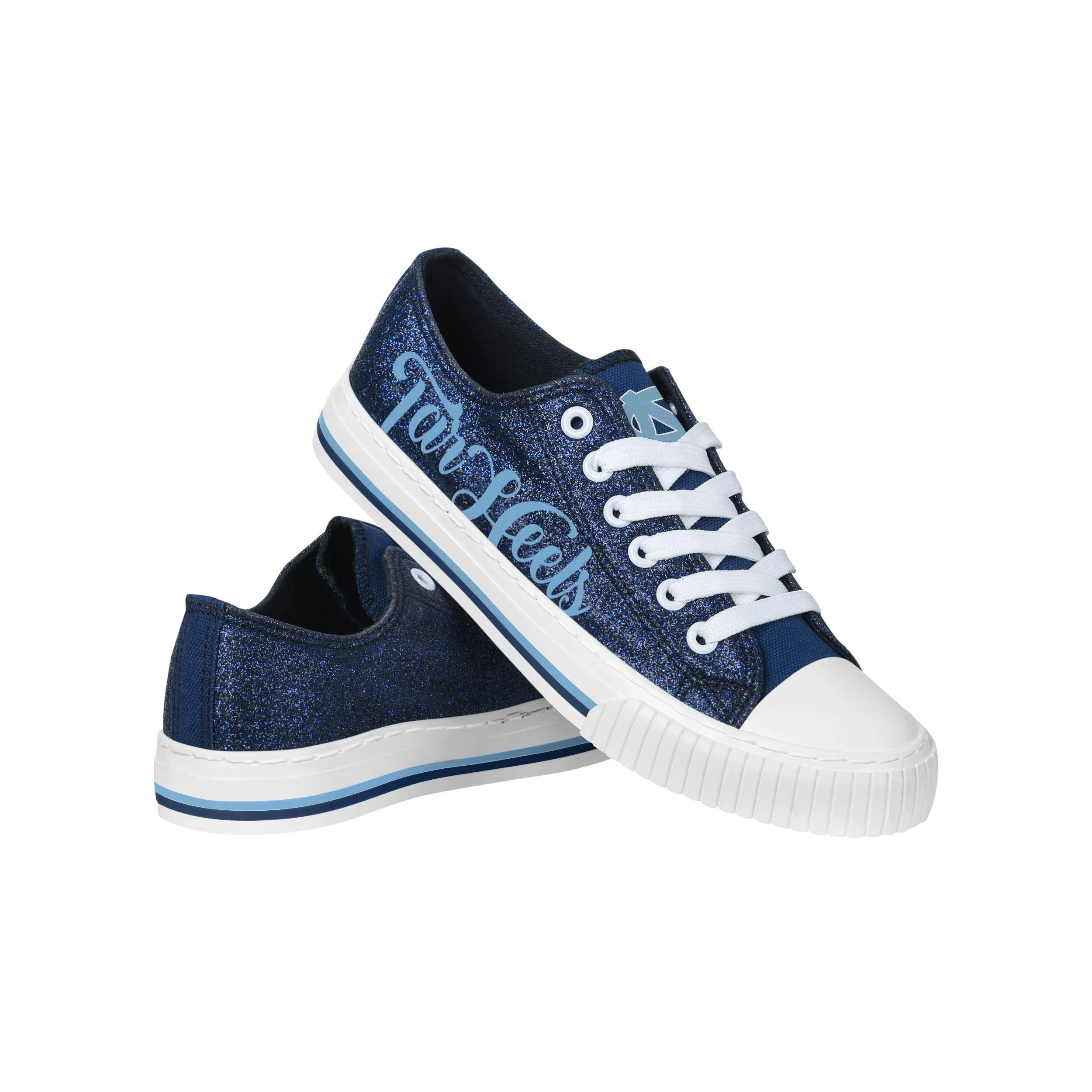 North Carolina Tar Heels NCAA Womens Color Glitter Low Top Canvas Shoes - 8