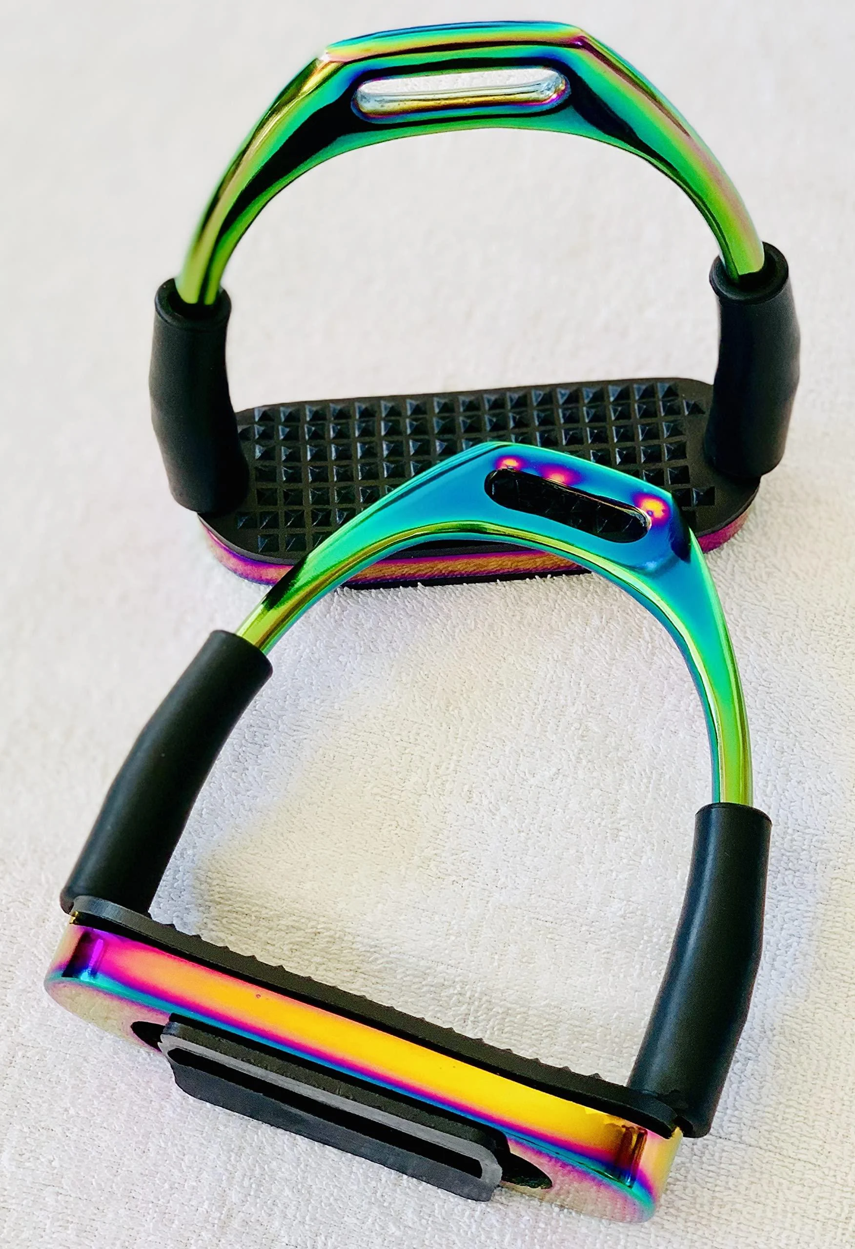 Rainbow Gloss Safety Flexi Stirrups Bending Horse Riding S/Steel Stirrup 4.75" - Lenza