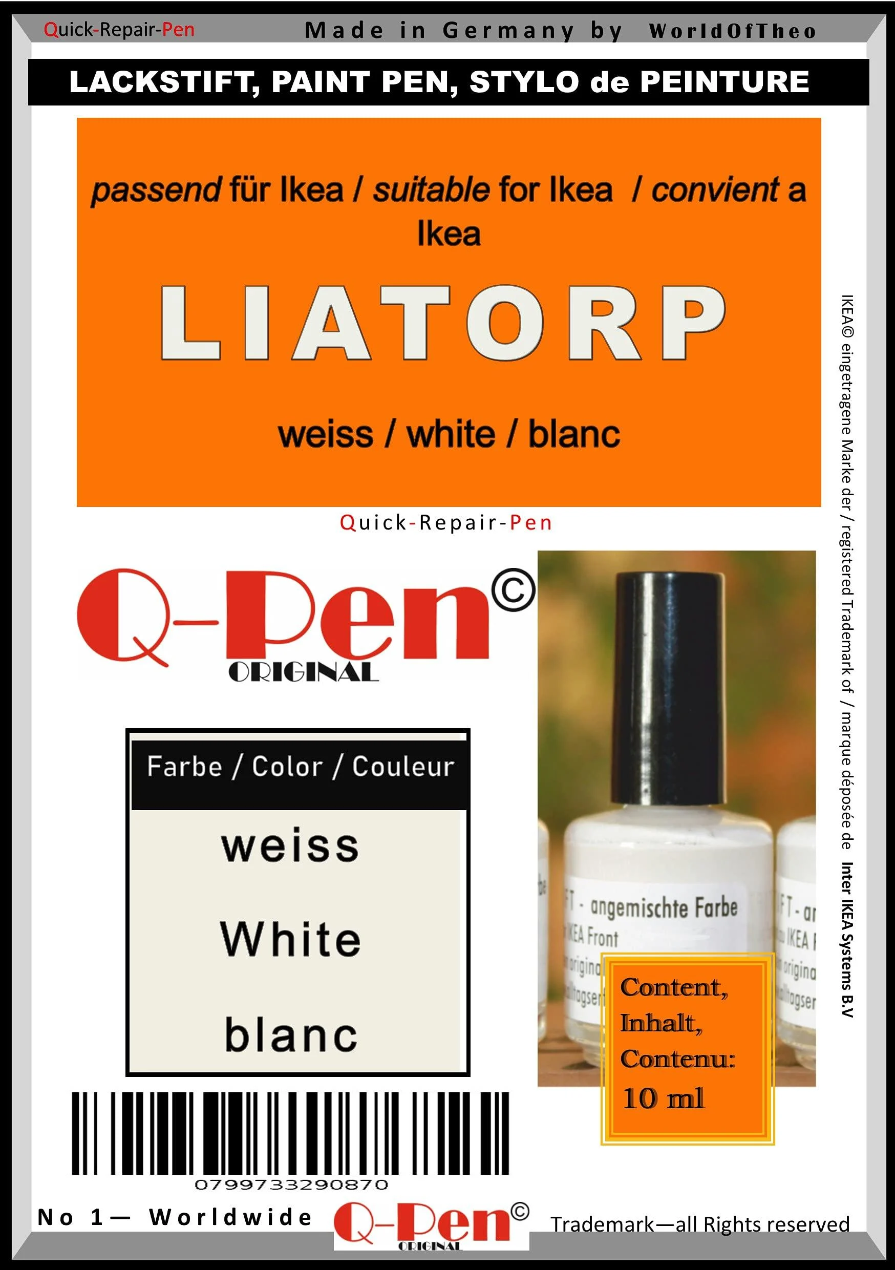 Touch-Up Paint for IKEA Liatorp white/blanc