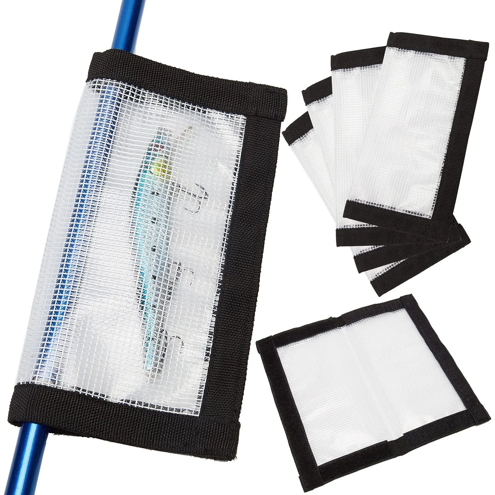 MOOCY Fishing Lure Covers for Rod, Fabric Hook Protectors Wraps (Clear - 4PK) Black - 4PK