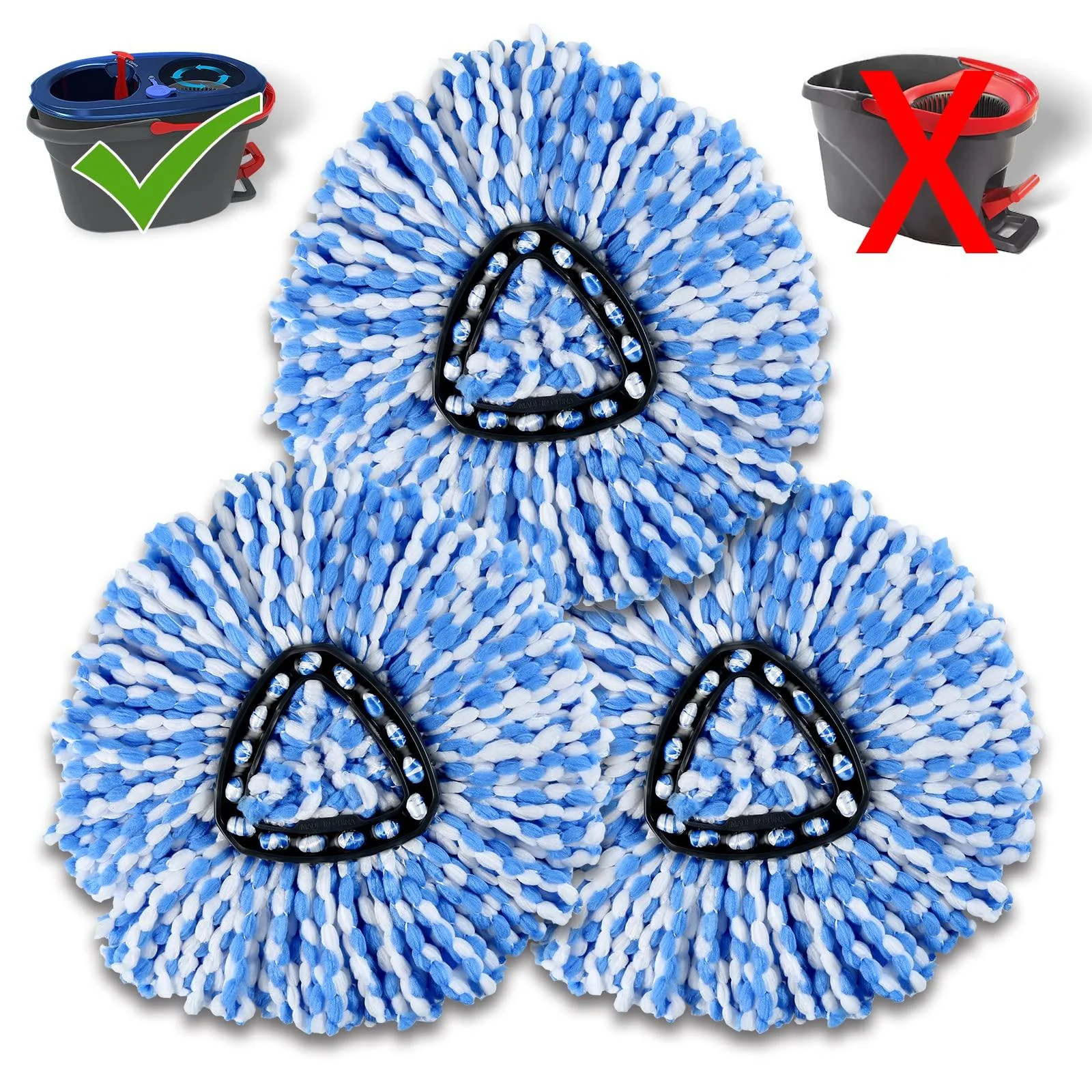 3 Pack Mop Replace Heads Compatible with O Cedar Spin Mop 2-Tank System, Spin Mop Refill Heads Replacements, Easy to Replace, Microfiber, Machine Washable