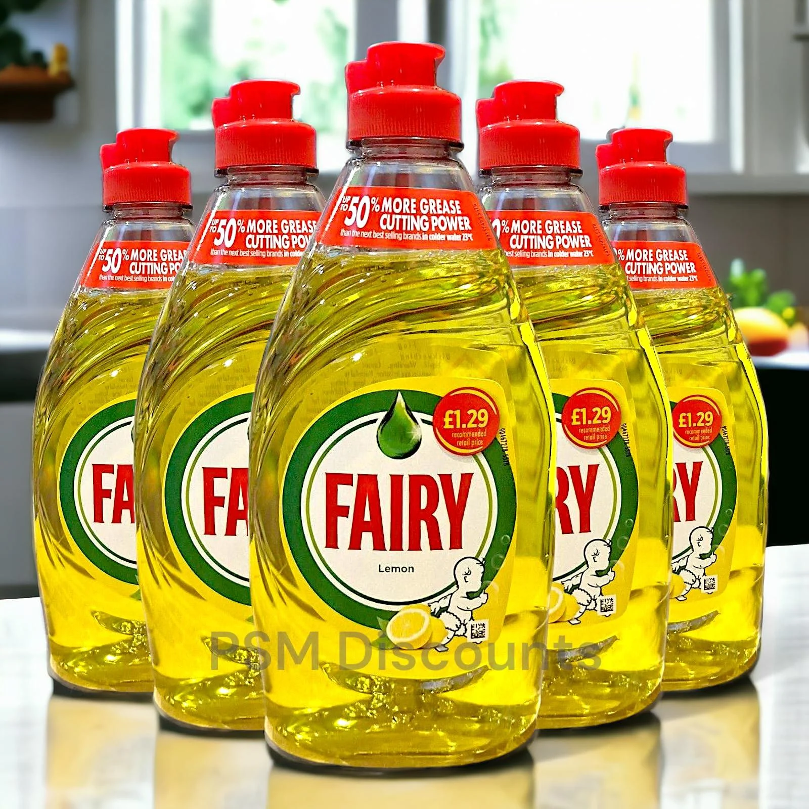 Fairy Washing Up Liquid Lemon - 5 x 320ml bottles