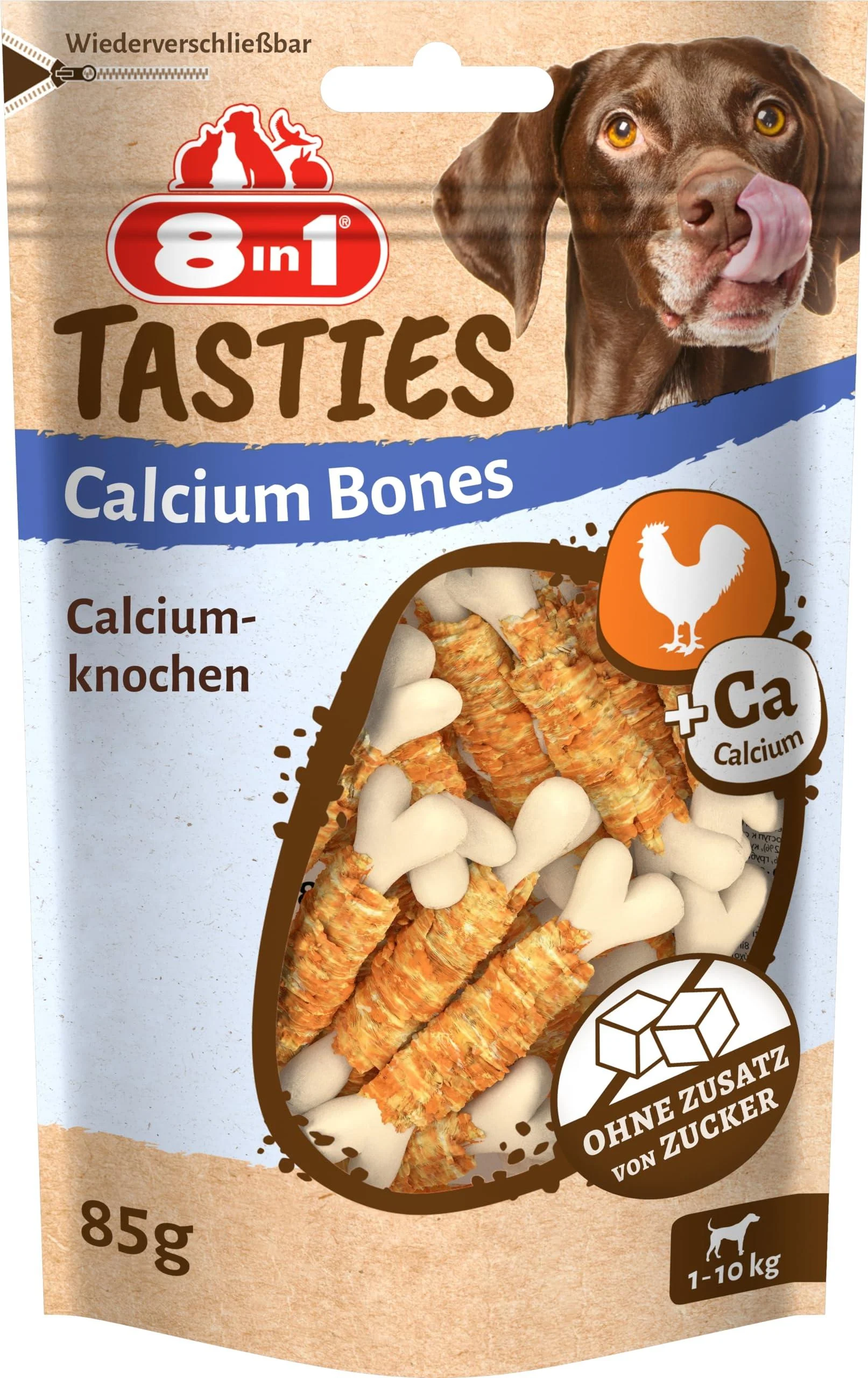 8in1 Tasties Calcium Bones Calcium bones - small bones wrapped in chicken breast 85 g