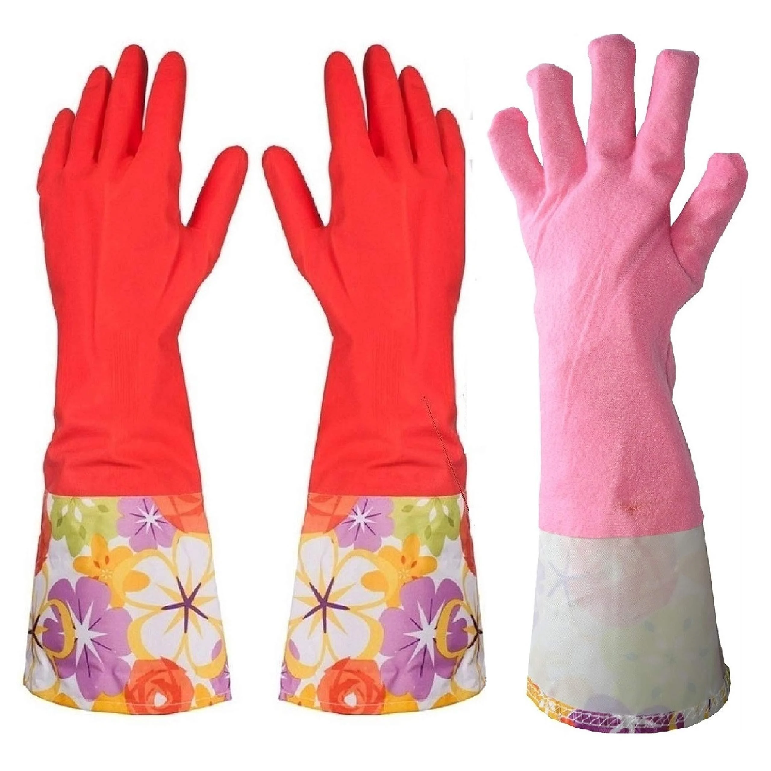 Kitchen Rubber Dishwashing Cleaning Gloves with Warm Lining Large 1 Pair - Treenewbid
