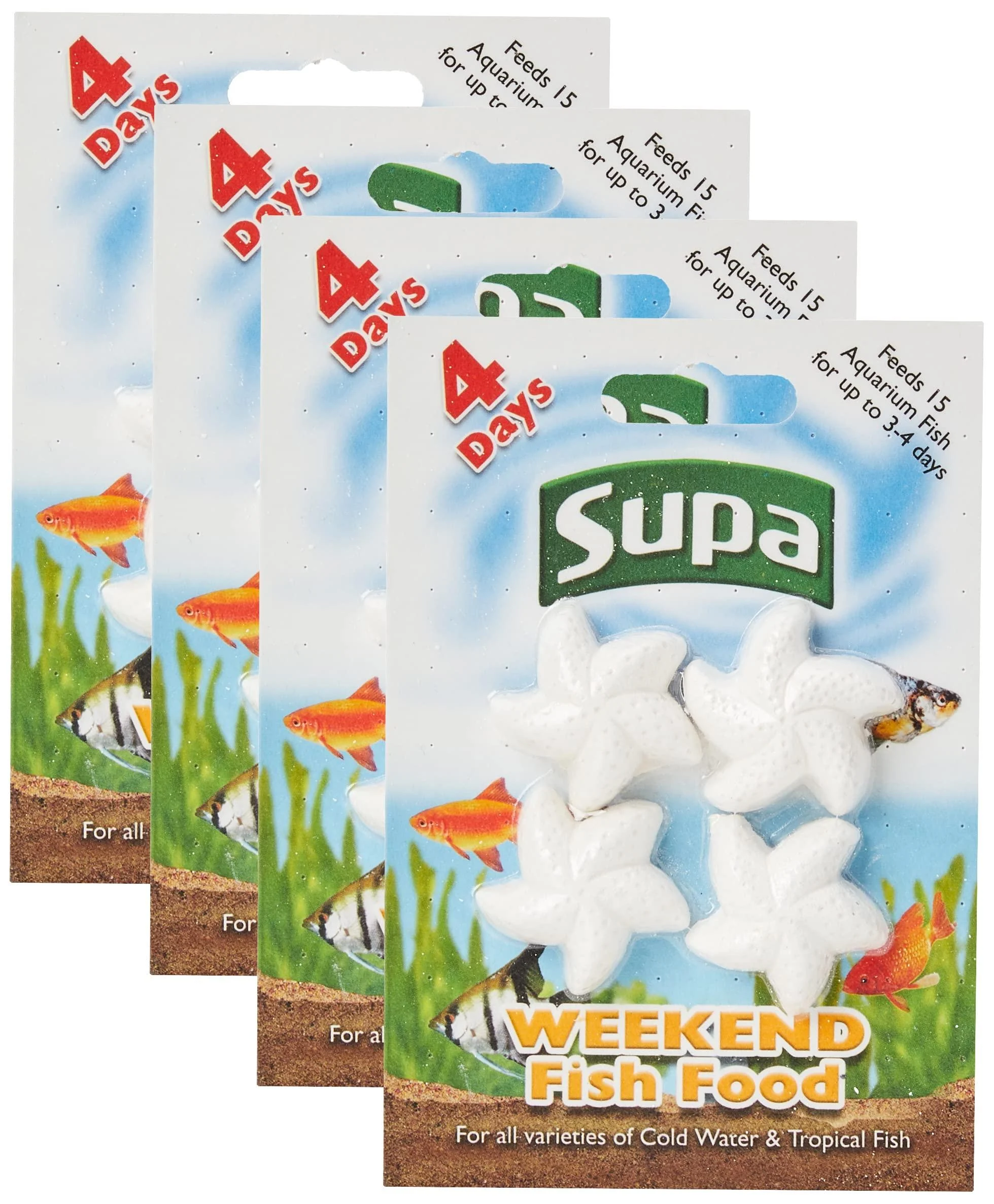 Supa Aquarium Weekend Fish Food 4 Days Pack of 4 Easy To Use Slow Releasing Food Block For Feeding Cold Water & Tropical Aquarium Fish